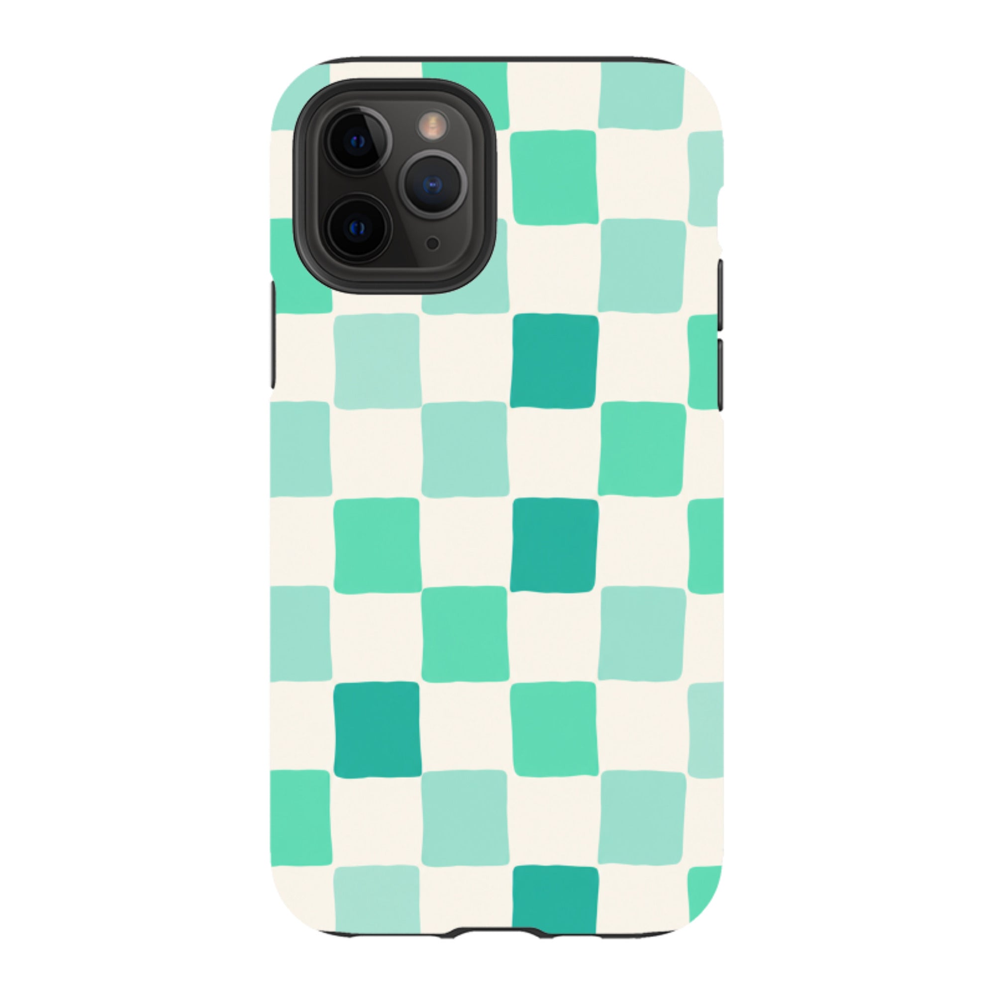 iPhone Tough Case - Mint Green Checkerboard