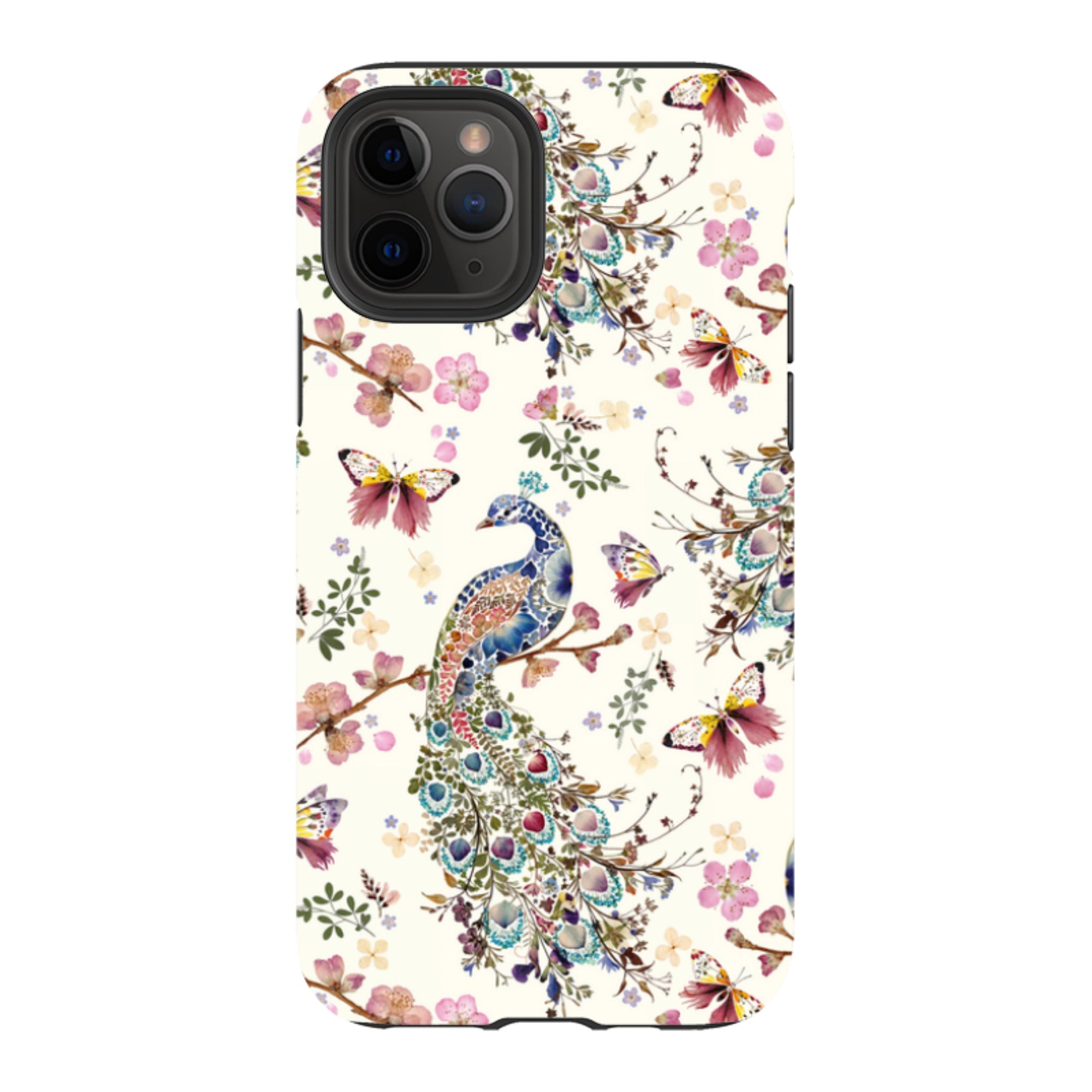 iPhone Tough Case - Peacock and Cherry Blossoms By Helen Ahpornsiri