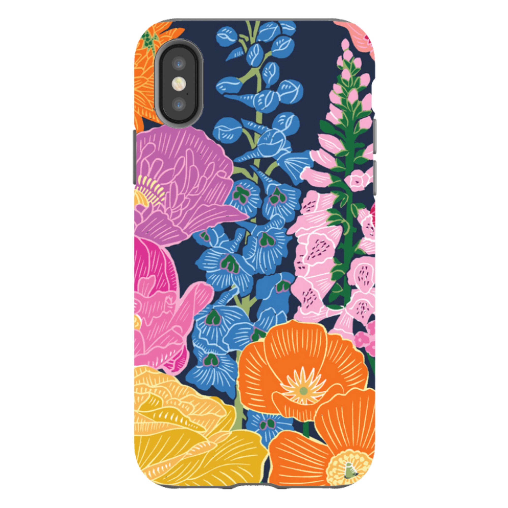 iPhone Tough Case - Flower Garden Navy By kate Heiss