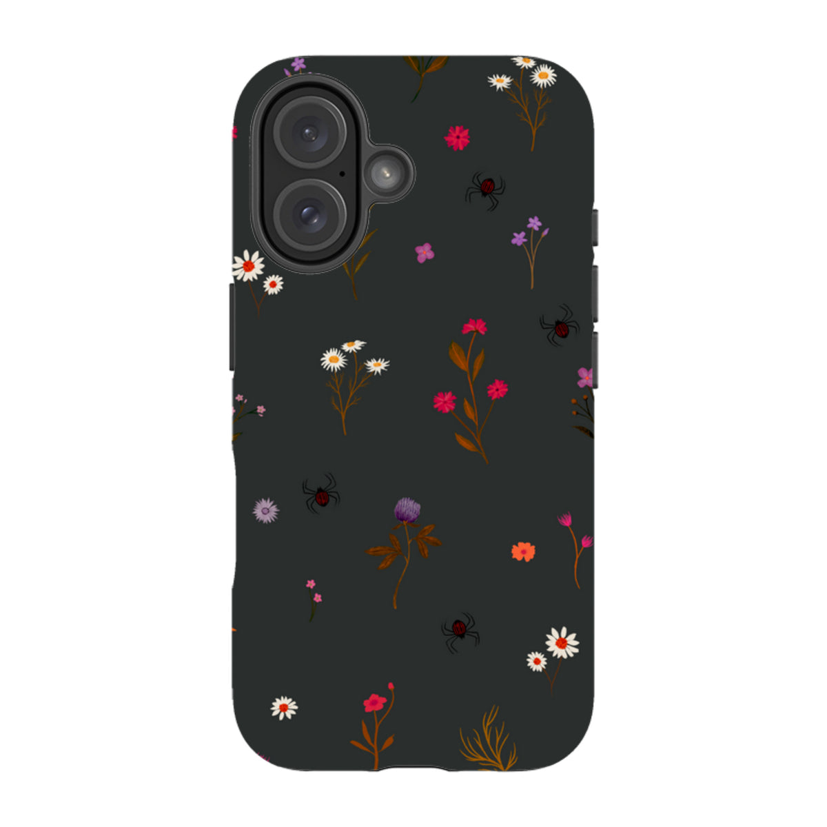 iPhone Tough Case - Florals and Spiders - Charcoal By Katherine Quinn
