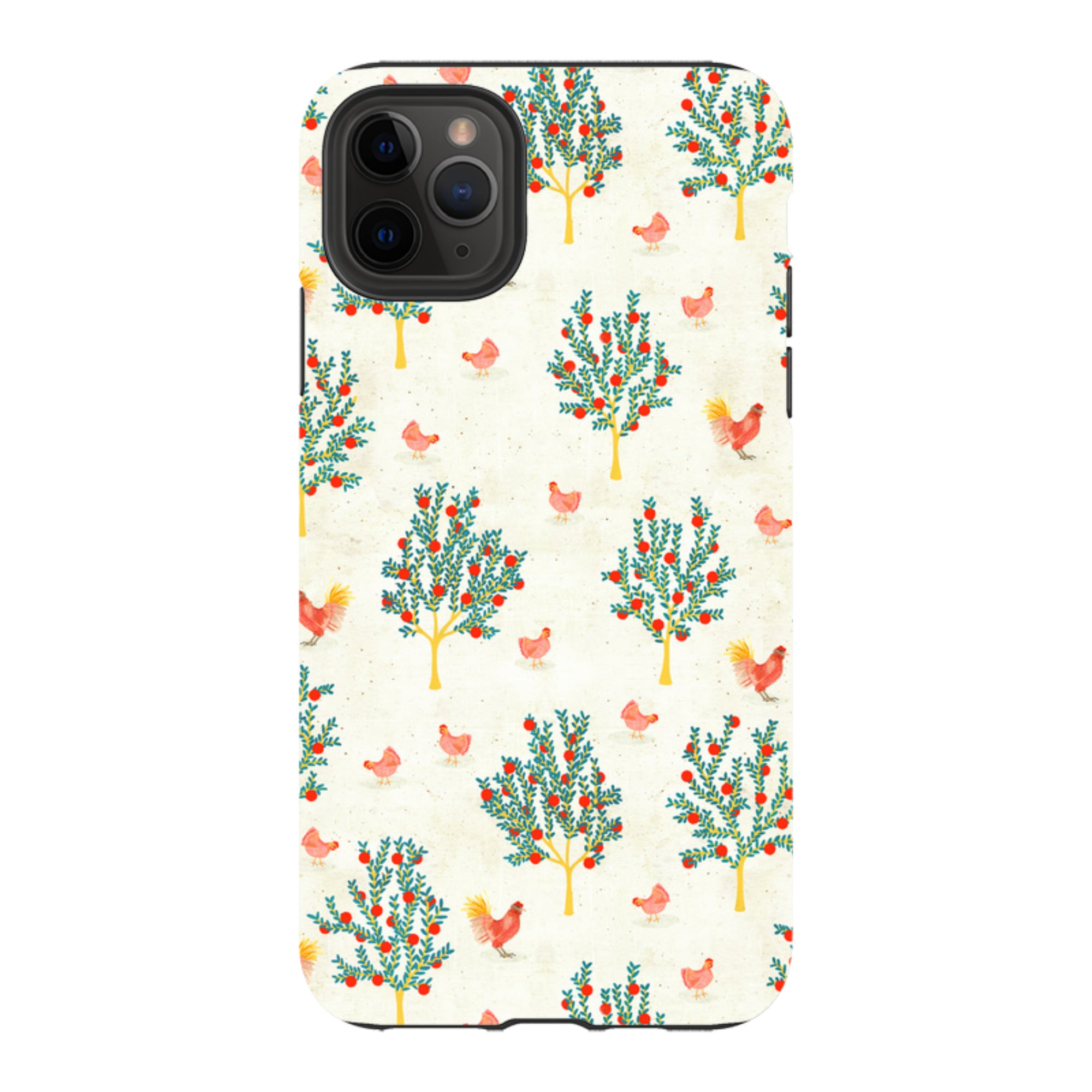 iPhone Tough Case - Apple Trees and Chickens Cream By Katherine Quinn