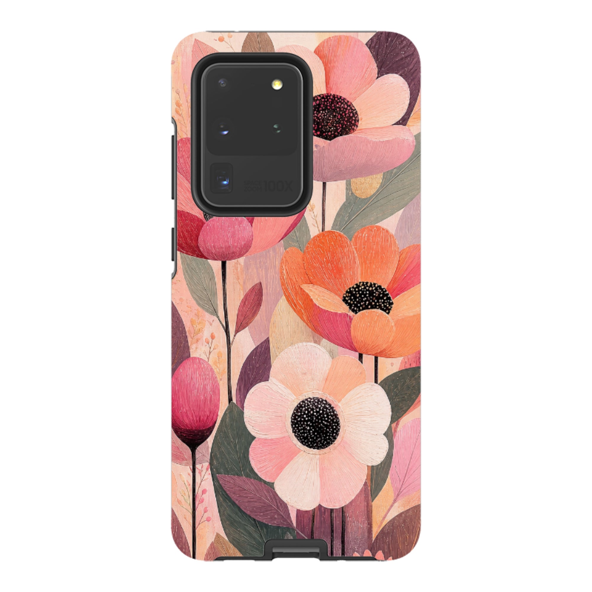 Samsung Tough Case - Peach Woodgrain Floral