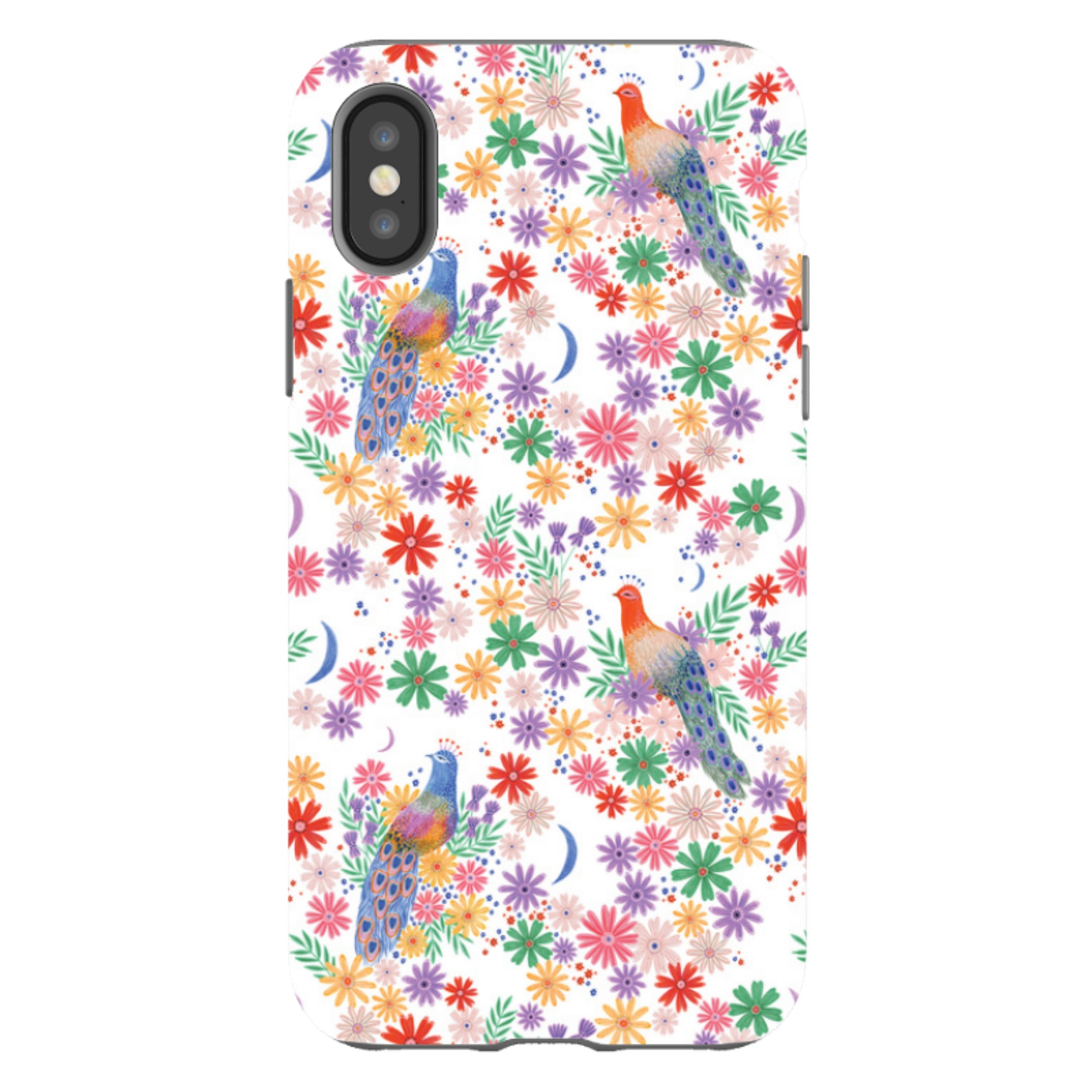 iPhone Tough Case - Peacock Pattern White By Lee Foster Wilson