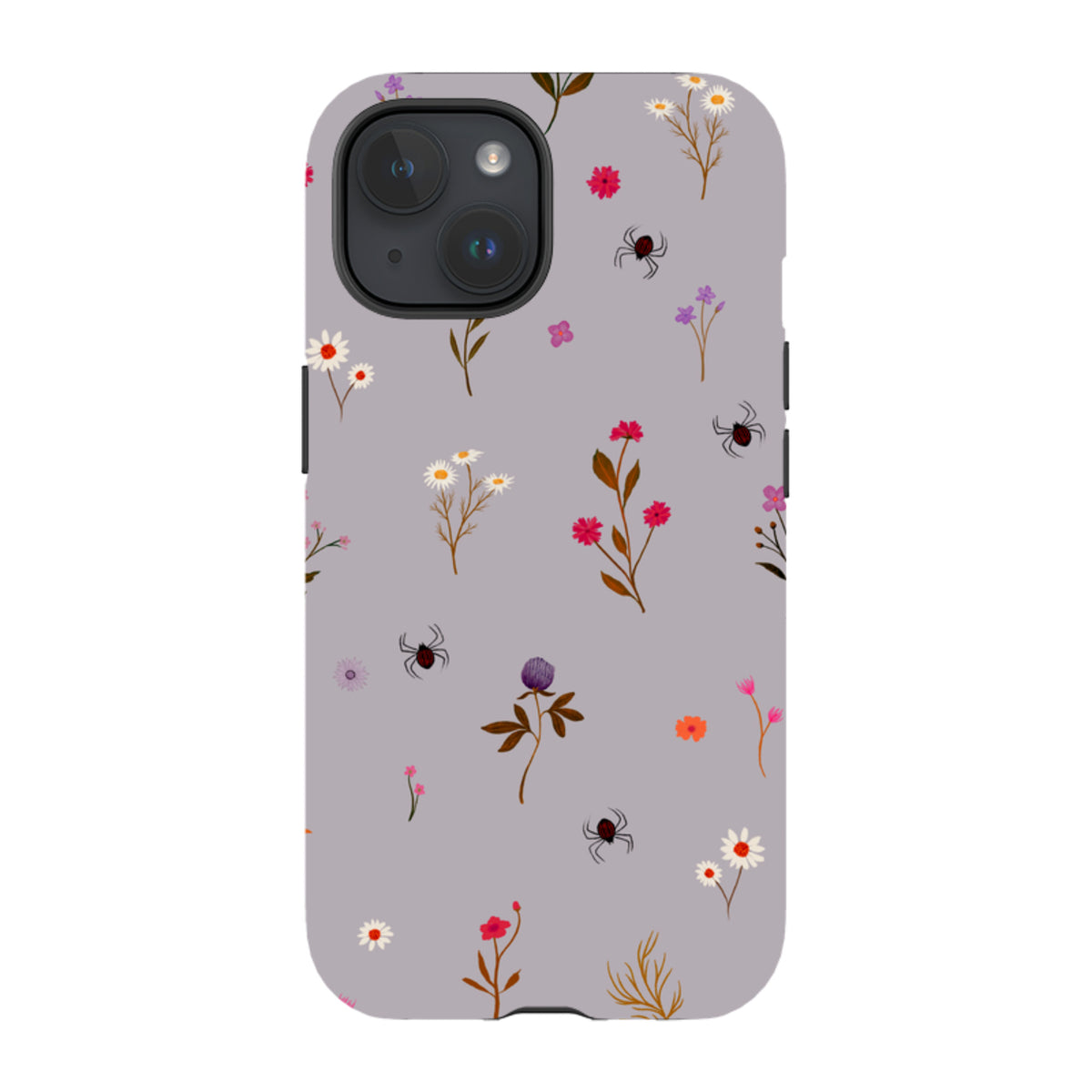 iPhone Tough Case - Florals and Spiders - Mauve By Katherine Quinn