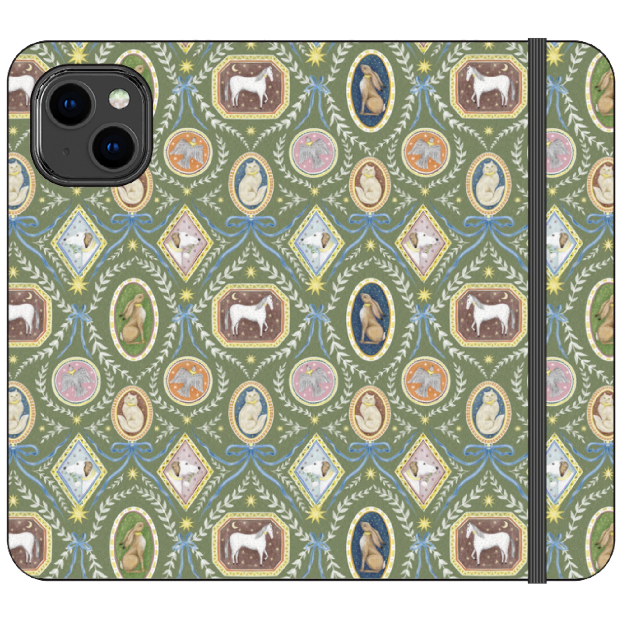 Charleston Moss Green Wallet Case By Catherine Rowe
