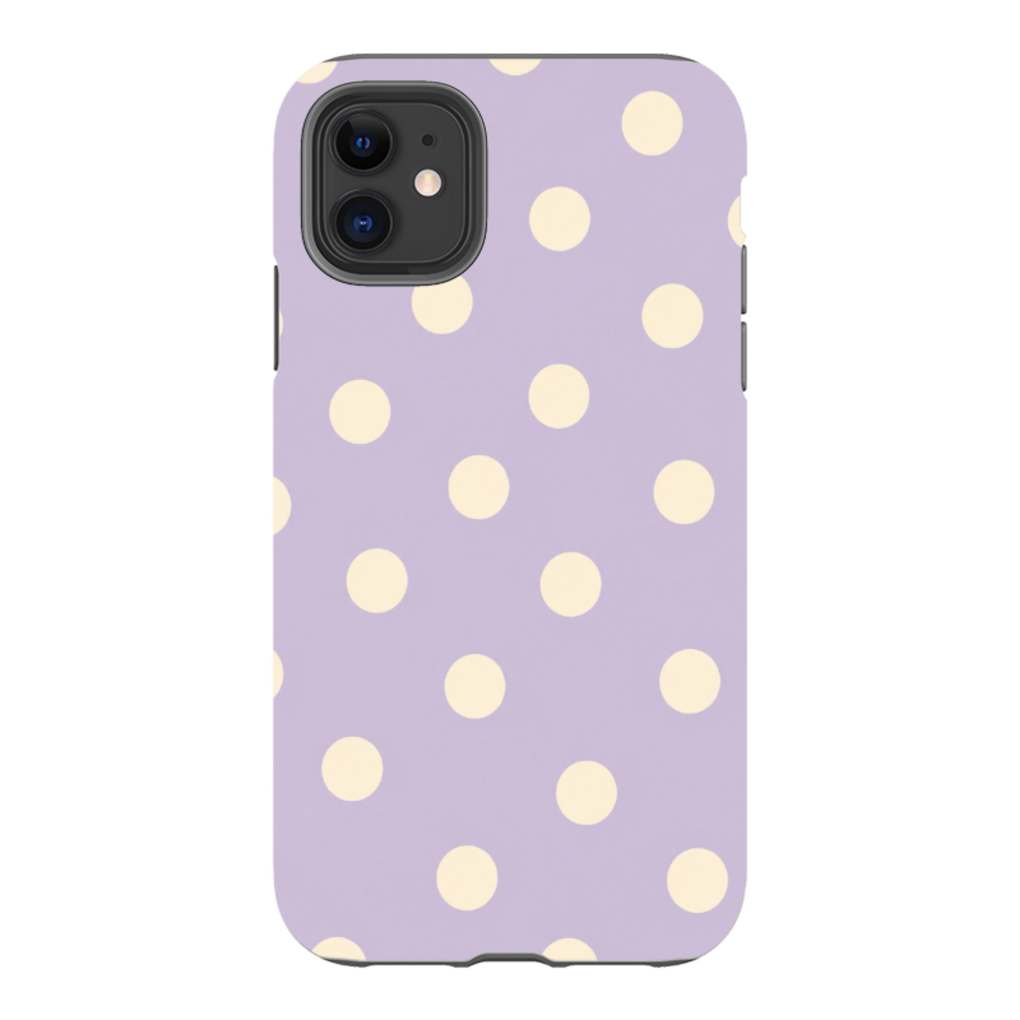 iPhone Tough Case - Pastel Purple & Cream Polka Dot