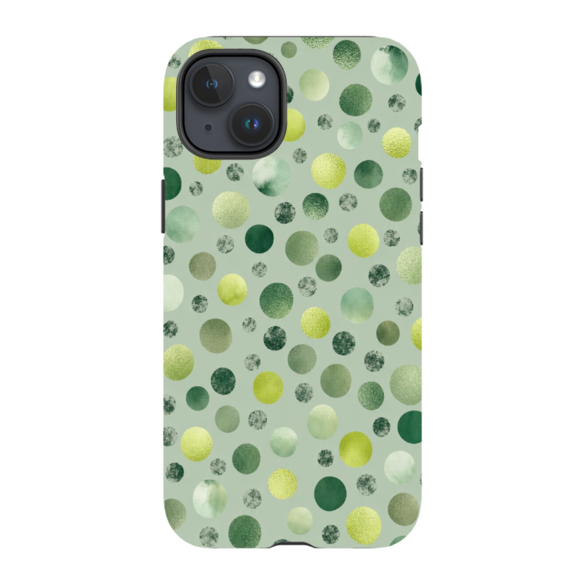iPhone Tough Case - Sage Green Polka Dot
