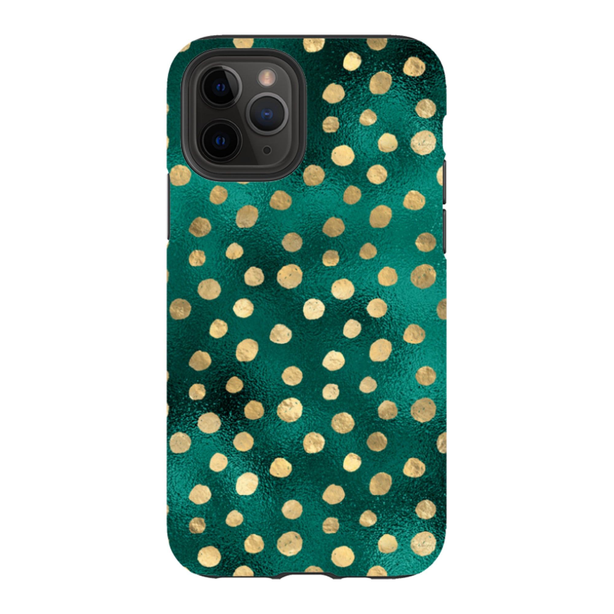 iPhone Tough Case - Forest and Gold Dots