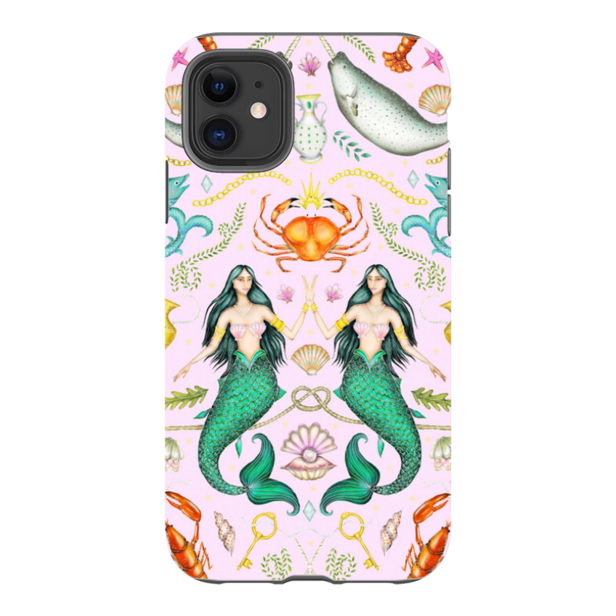 iPhone Tough Case - Tritons Treasure Pink By Catherine Rowe