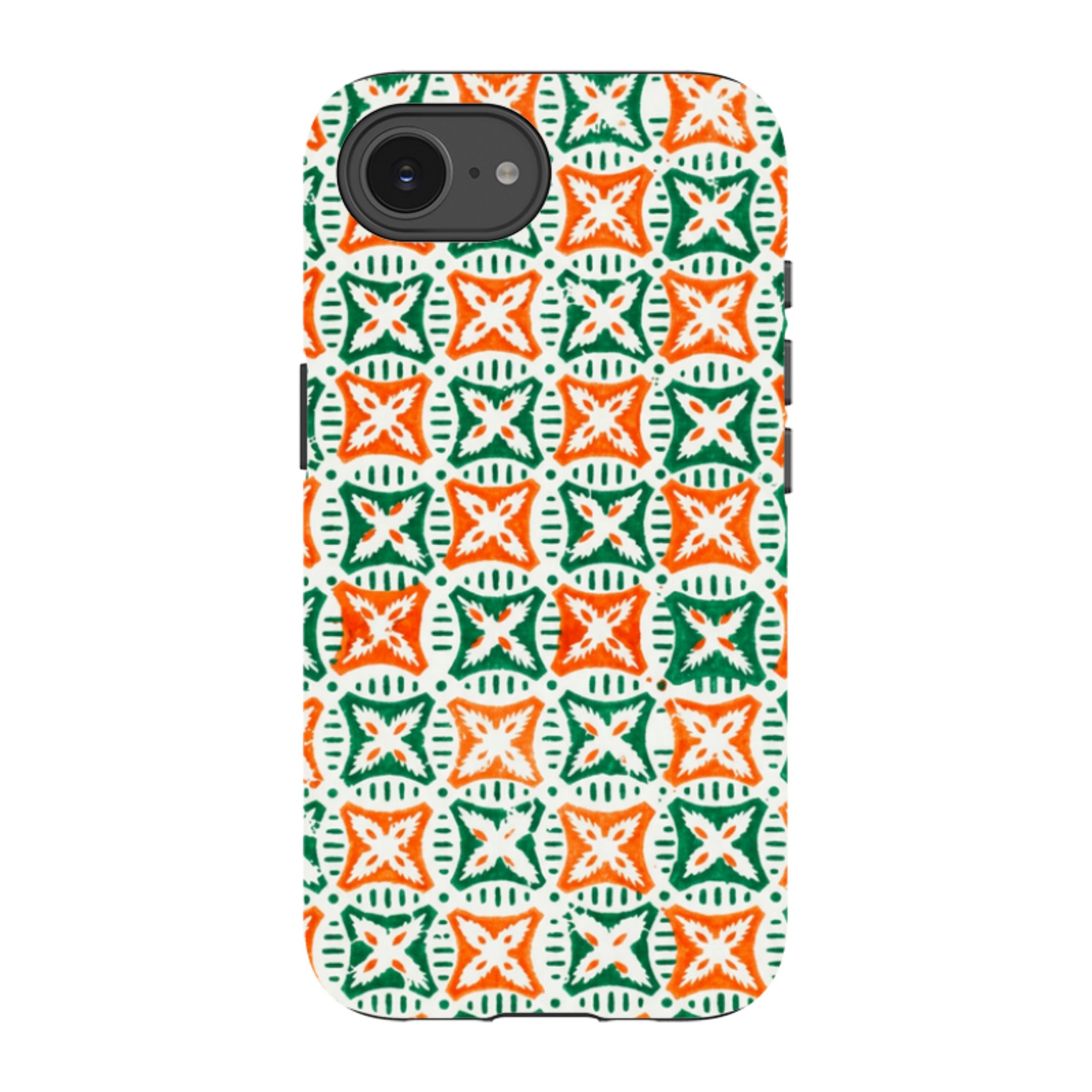 iPhone Tough Case - Orange & Green Tile