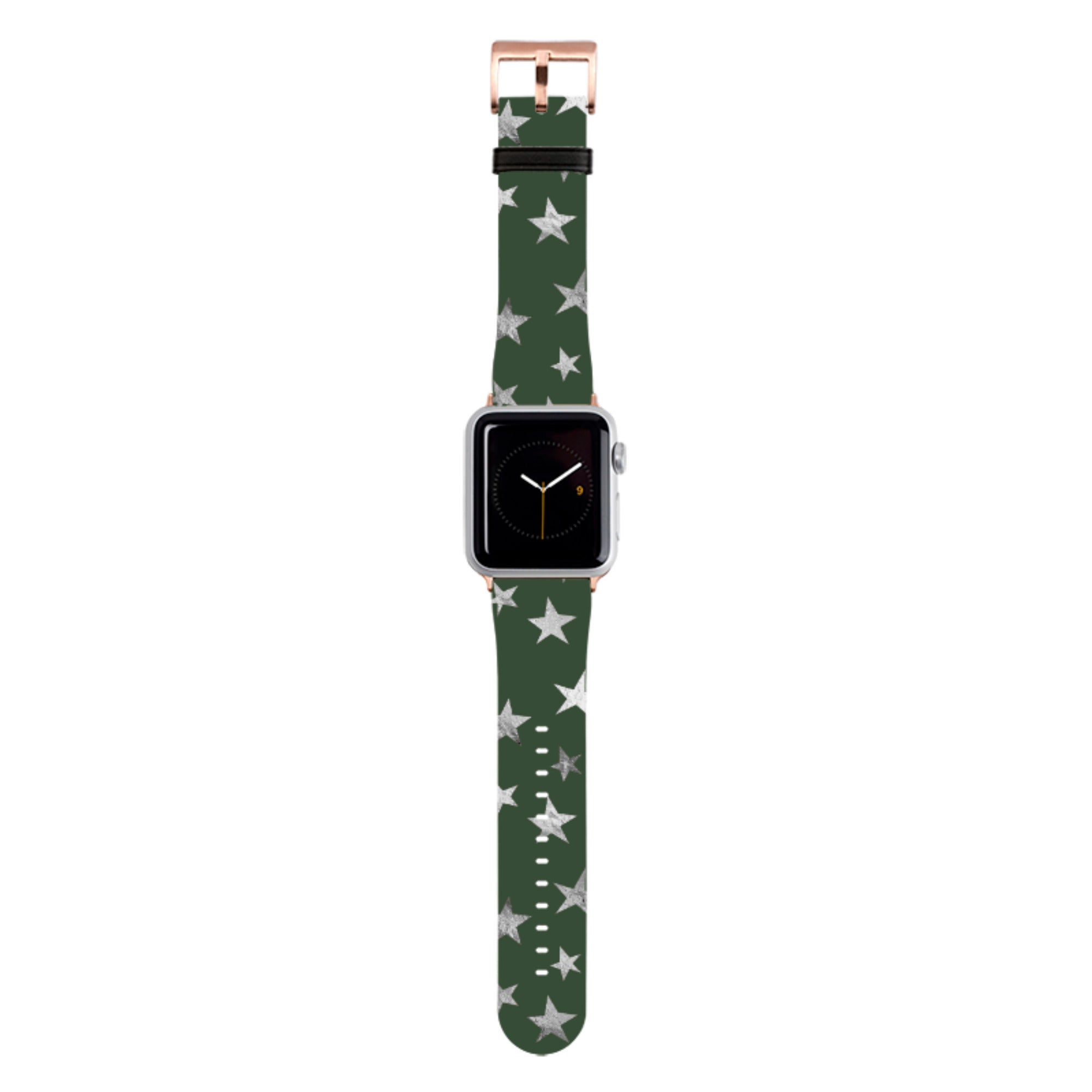 Green and Silver Stars Apple Watch Strap