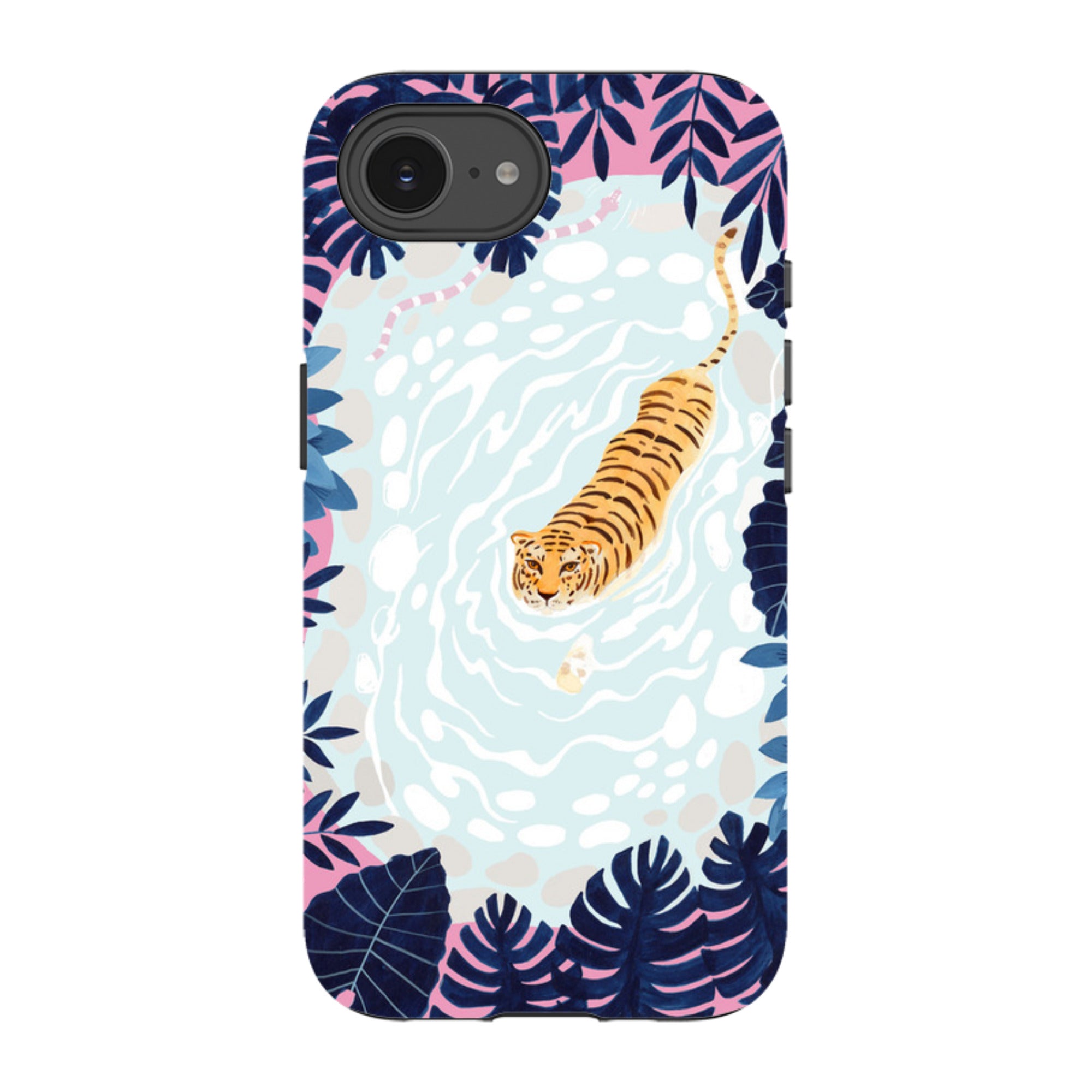iPhone Tough Case - Swimming Tiger By Bex Parkin