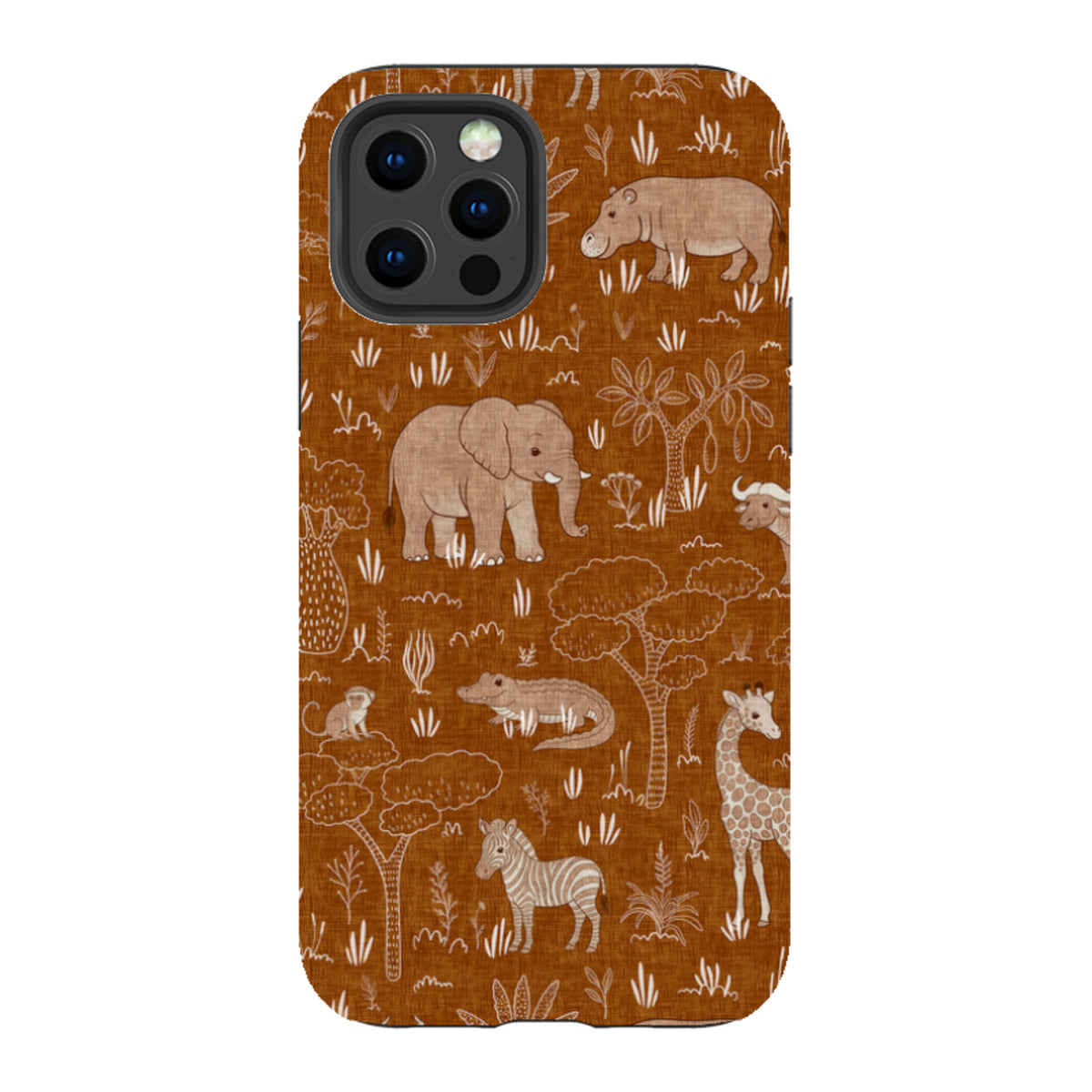 iPhone Tough Case - Savanna Wildlife - Rust By Katherine Quinn