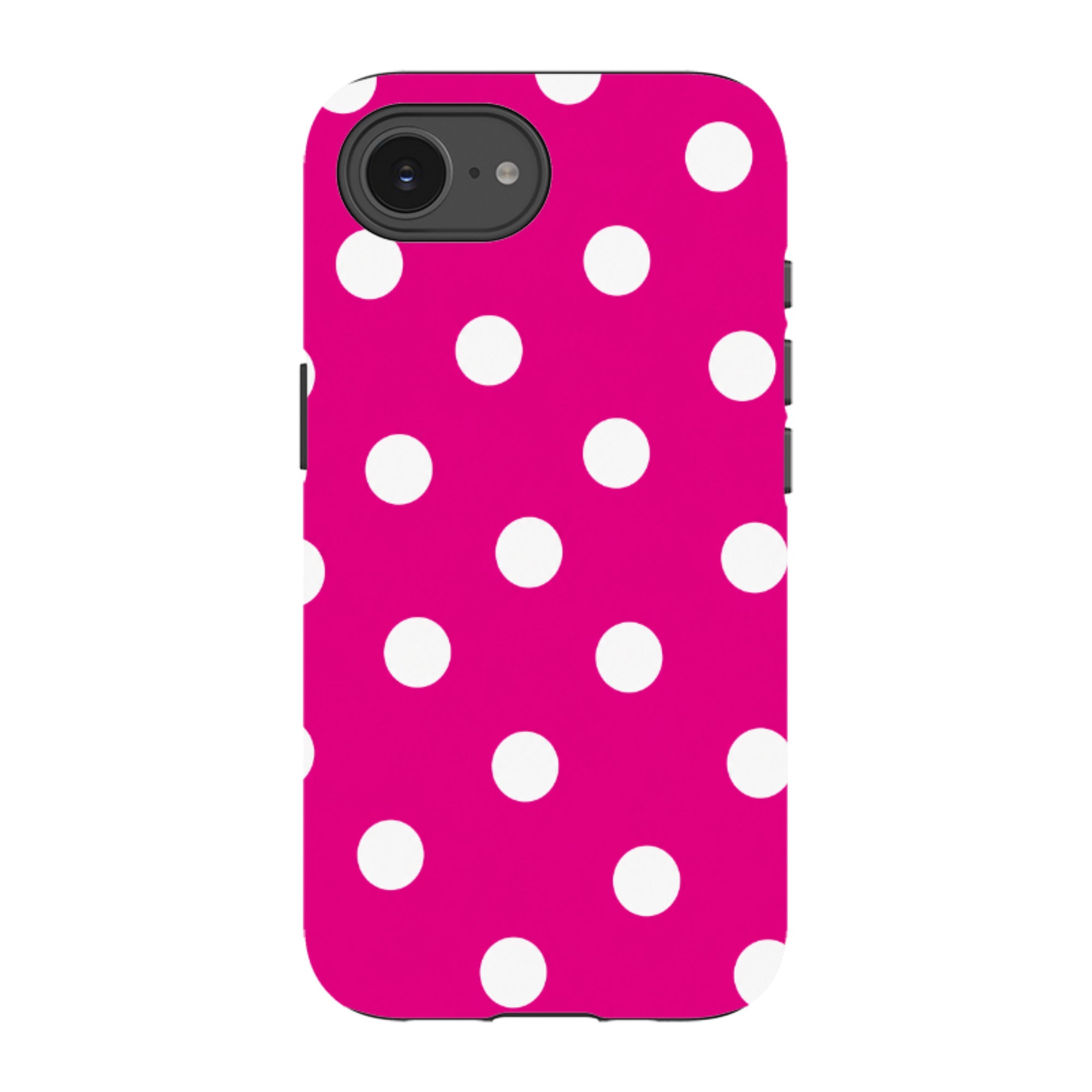 iPhone Tough Case - Hot Pink & White Polka Dot