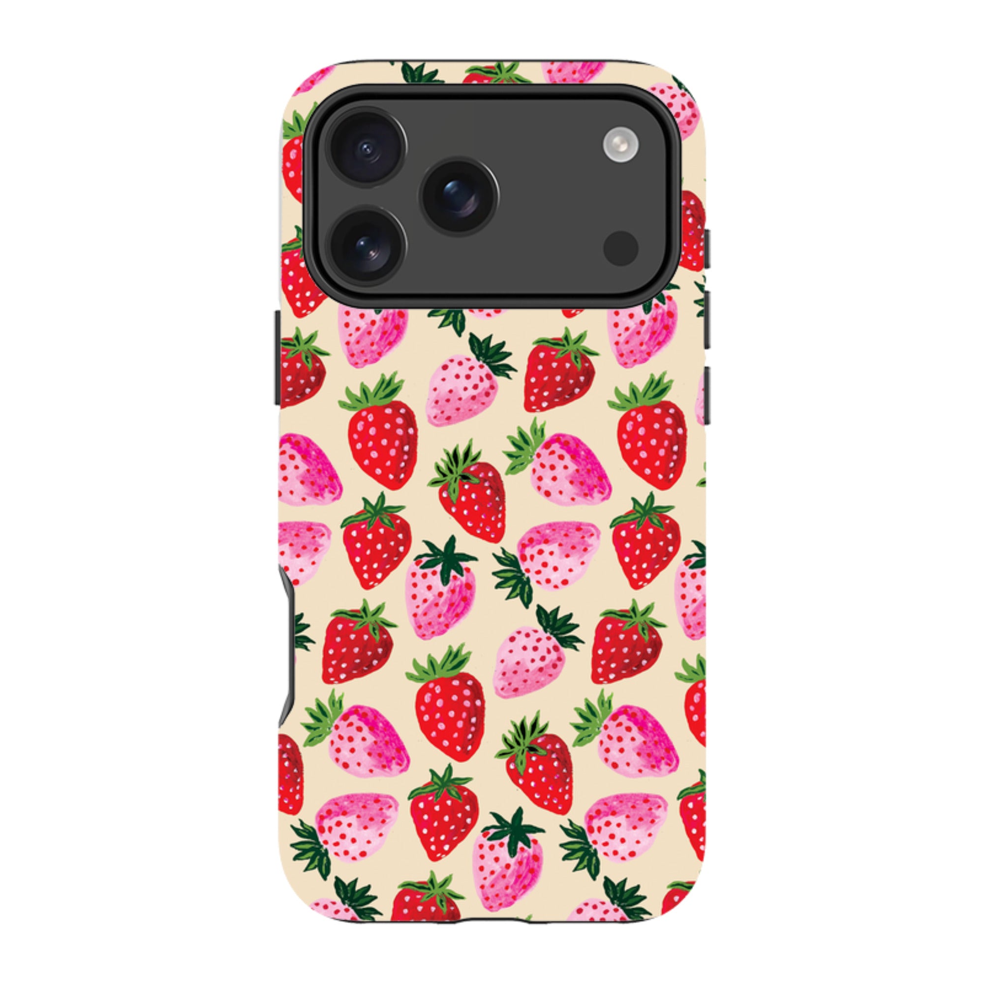 iPhone MagSafe Tough Case - Strawberry Scatter Cream By Emma Frances Grant