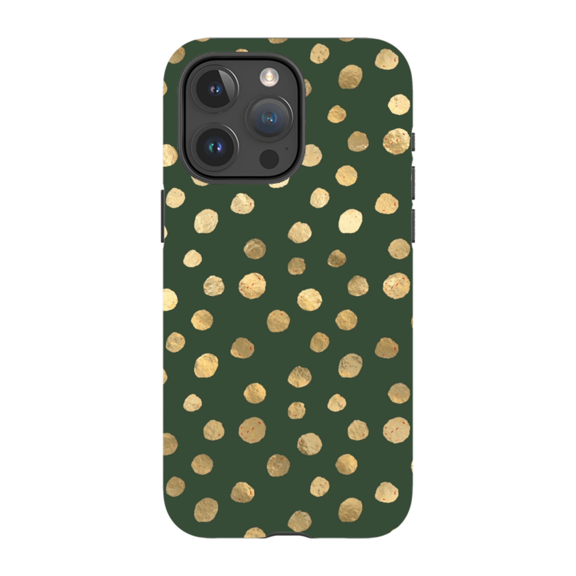 iPhone Tough Case - Green and Gold Dots
