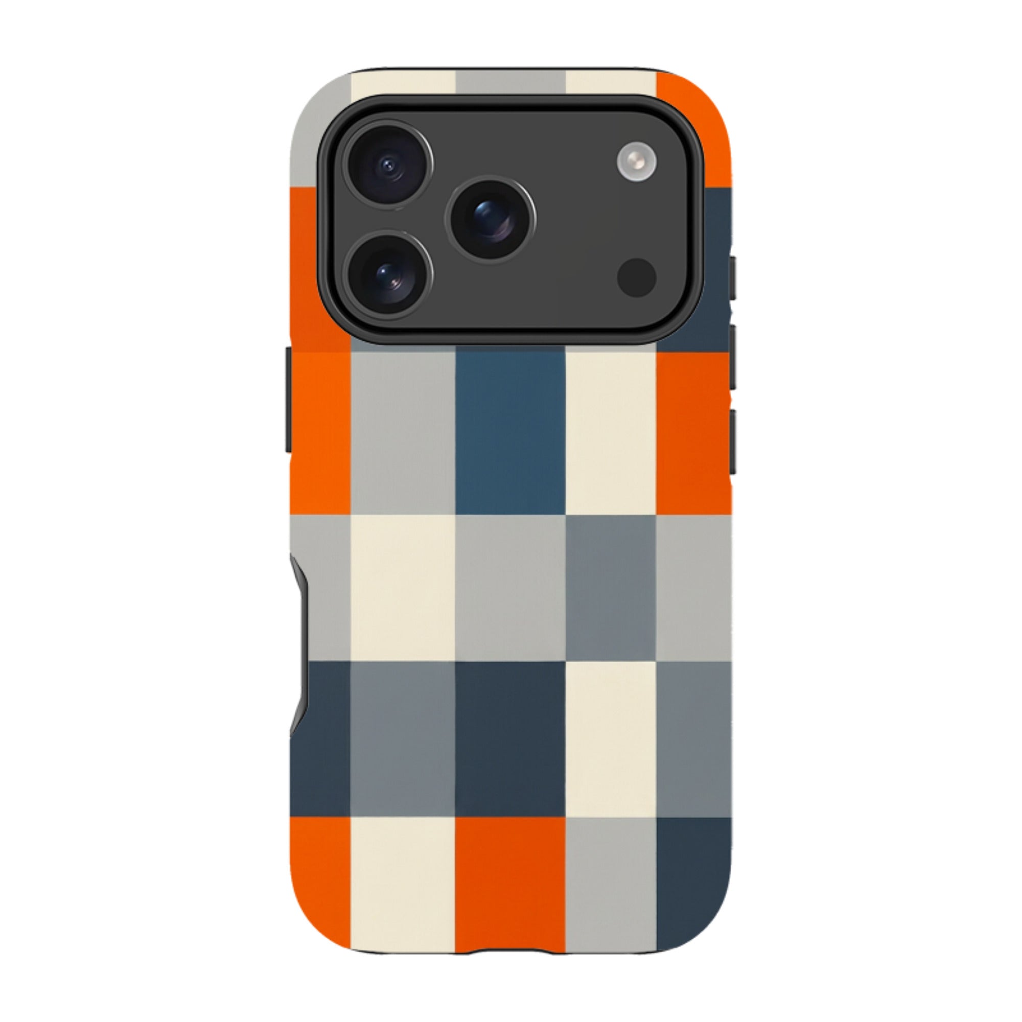 iPhone MagSafe Tough Case - Navy Blue & Orange Plaid
