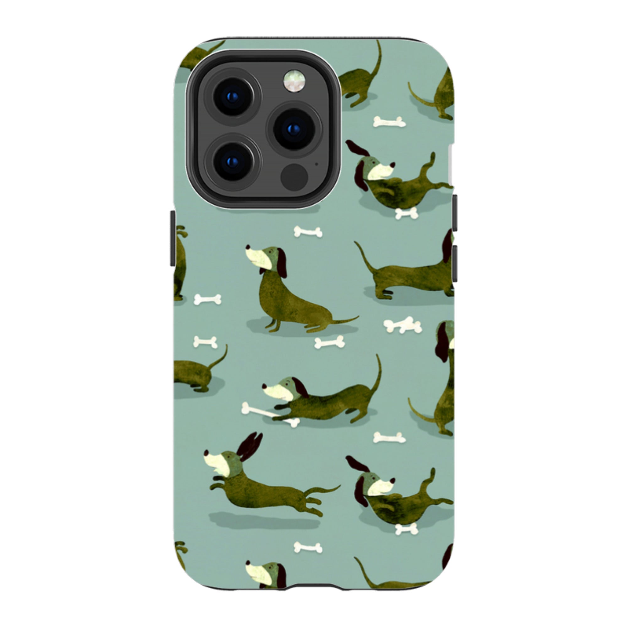 iPhone MagSafe Tough Case -  Dash Dogs Green By Katherine Quinn