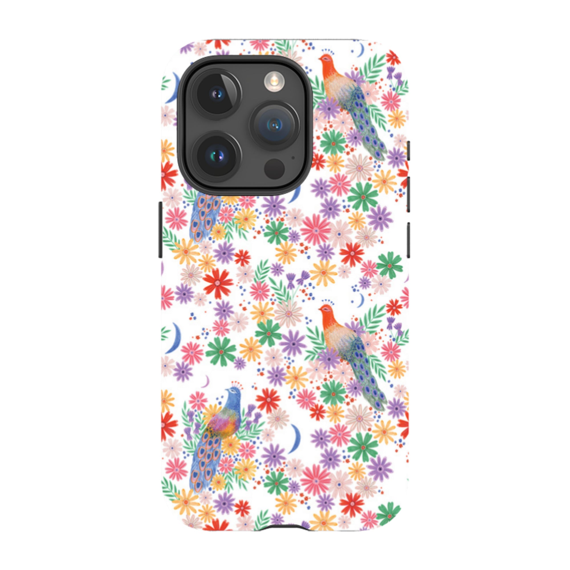 iPhone Tough Case - Peacock Pattern White By Lee Foster Wilson
