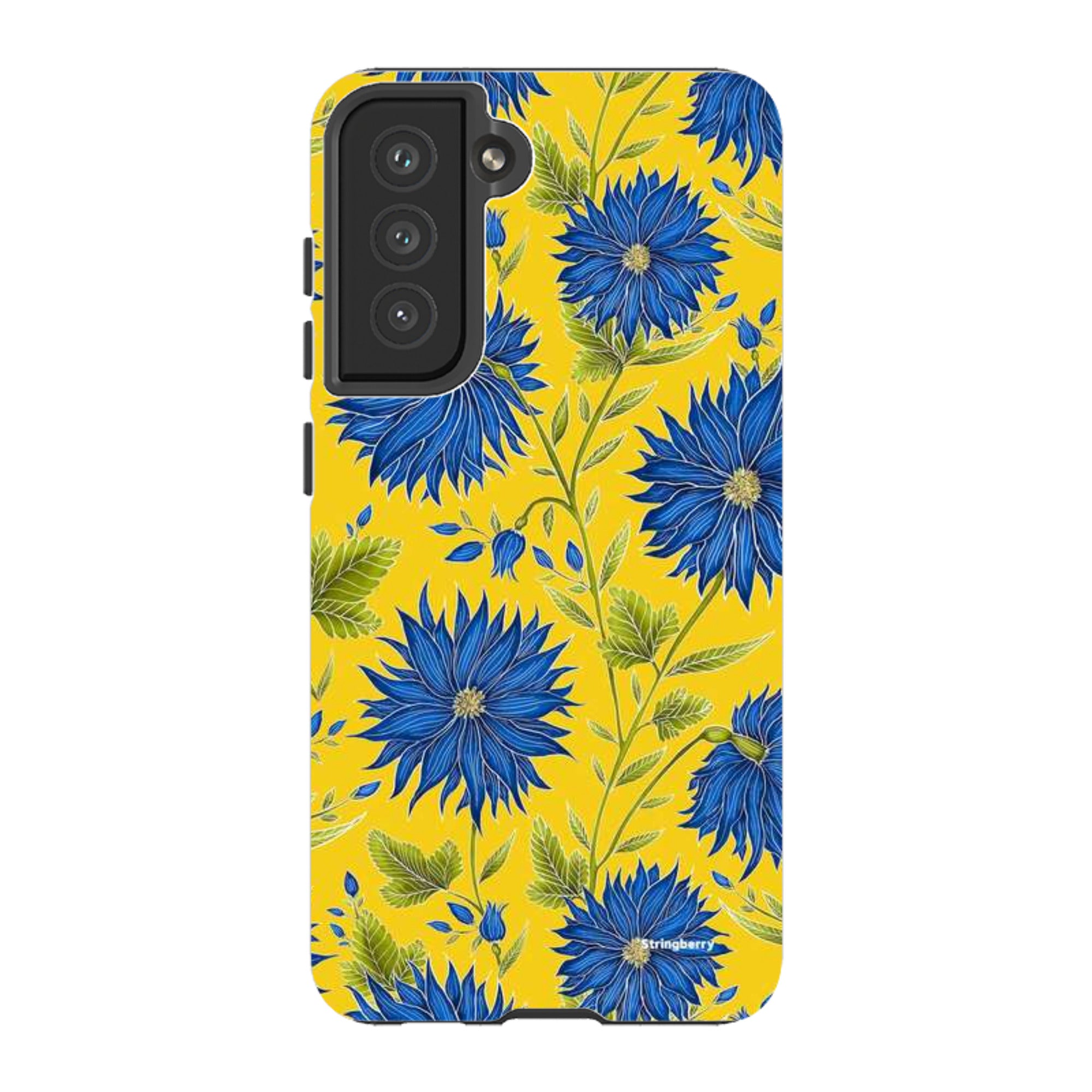 Samsung Tough Case - Blue Flowers Yellow By Catherine Rowe