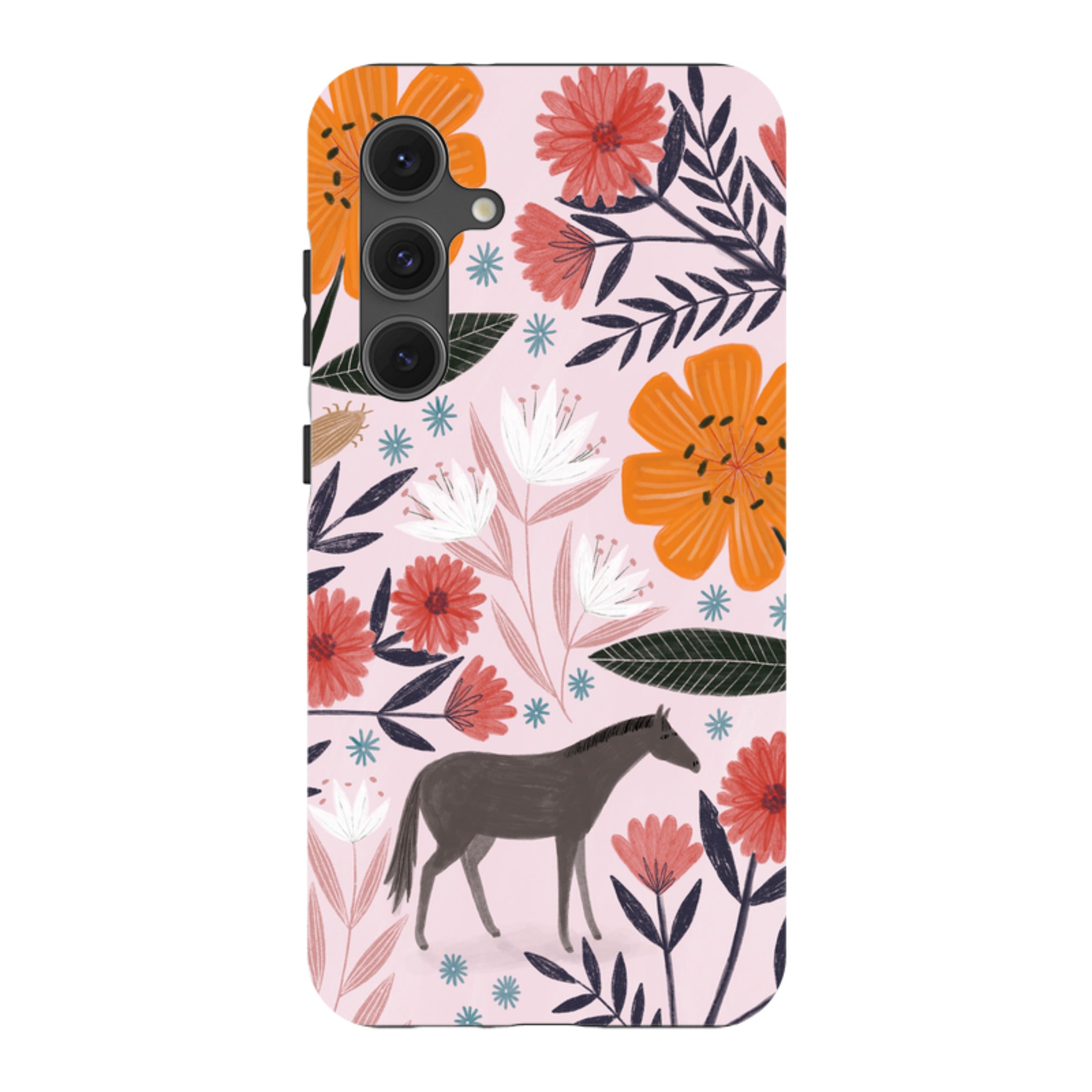Samsung Tough Case - Pink Horse Floral By Lee Foster Wilson