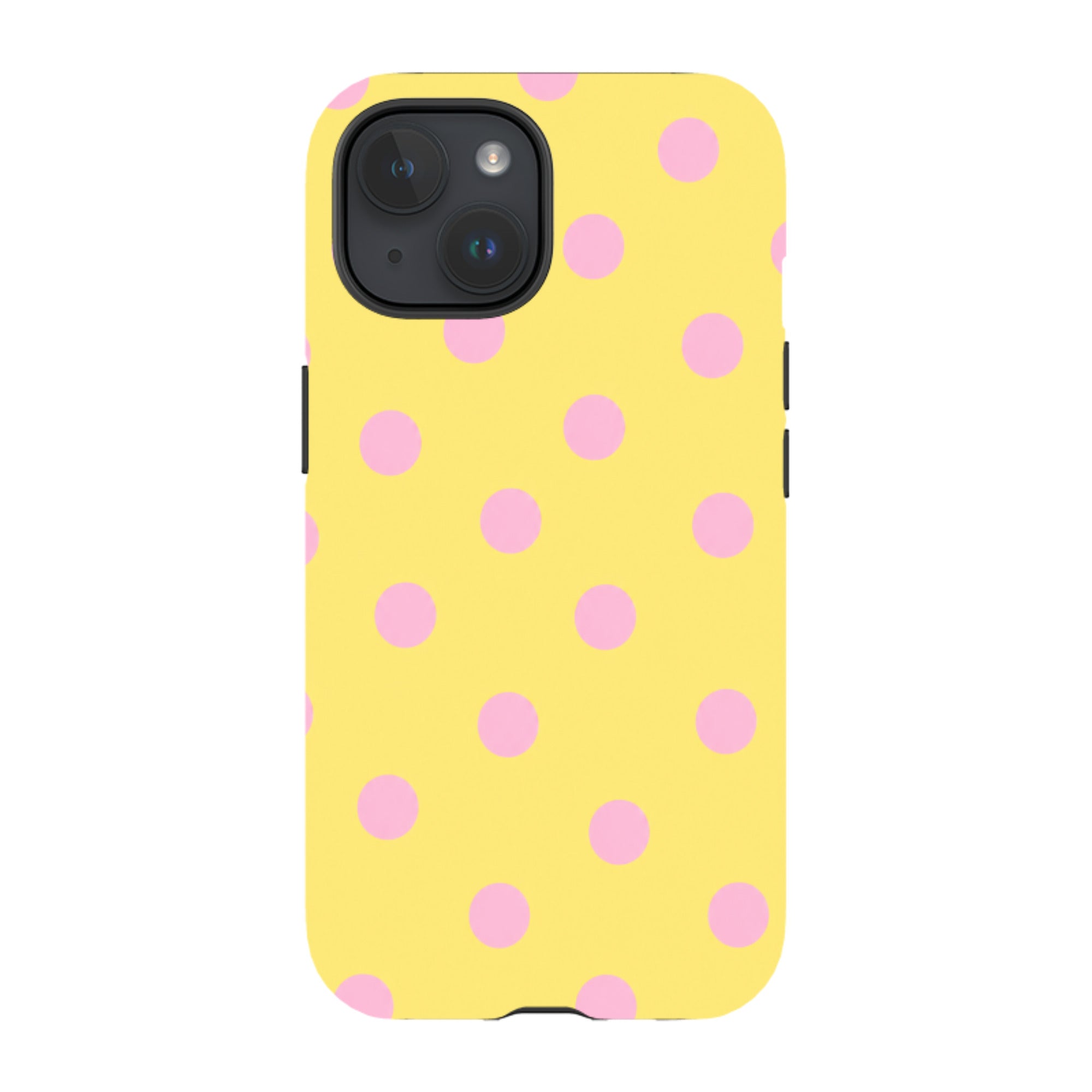 iPhone Tough Case - Yellow & Pink Polka Dot