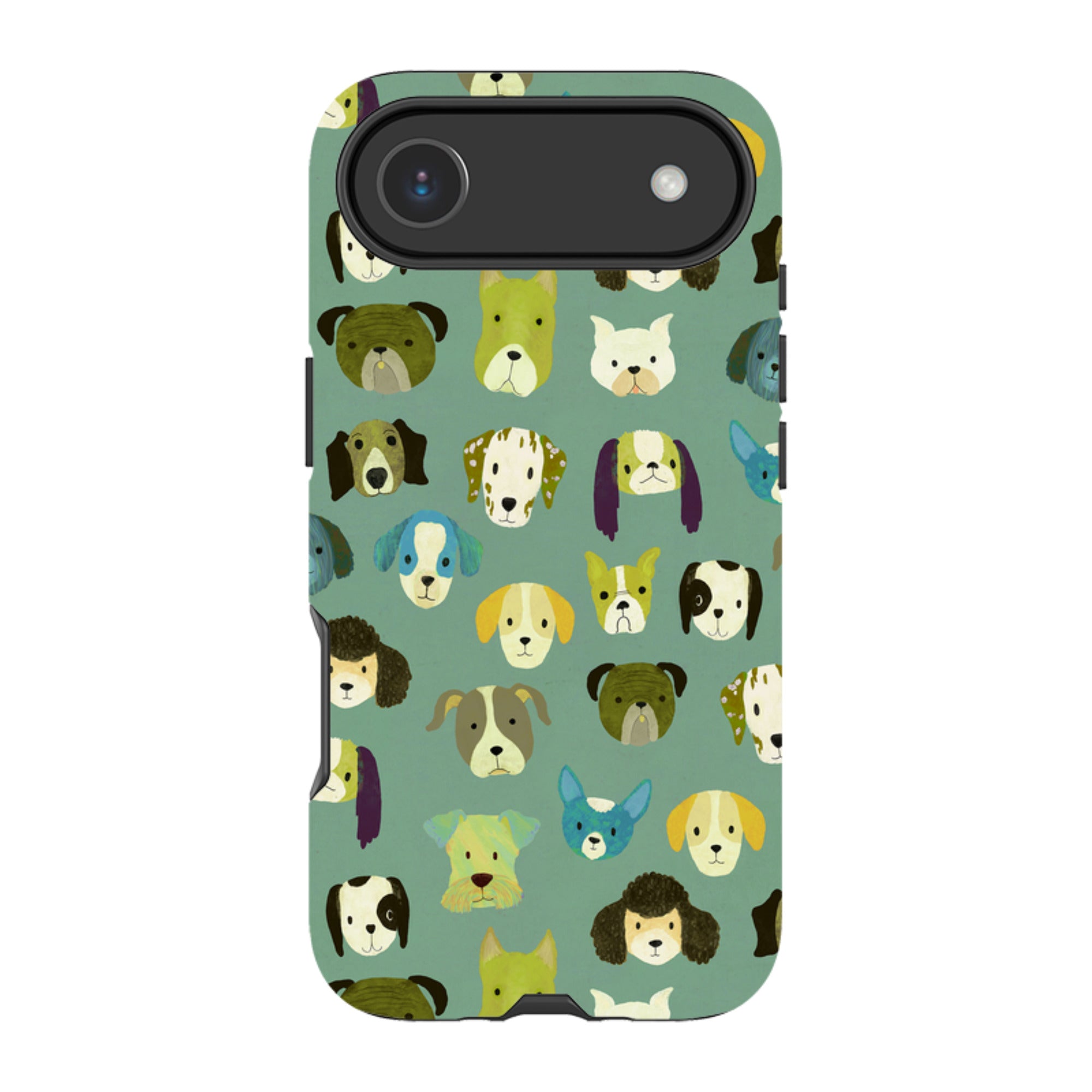 iPhone Tough Case - Dog Heads Green By Katherine Quinn