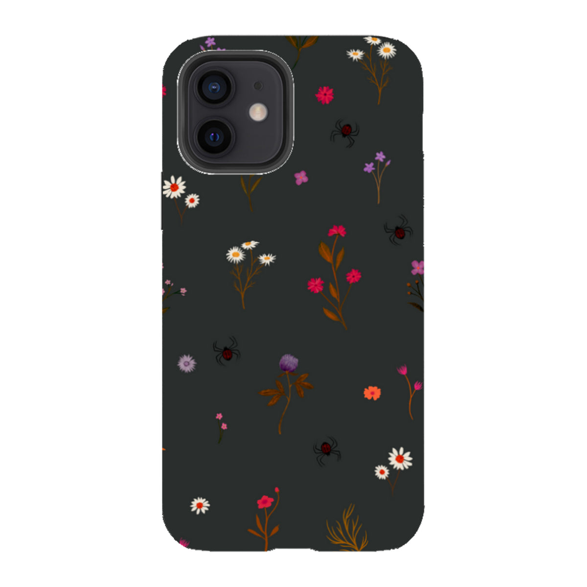 iPhone Tough Case - Florals and Spiders - Charcoal By Katherine Quinn