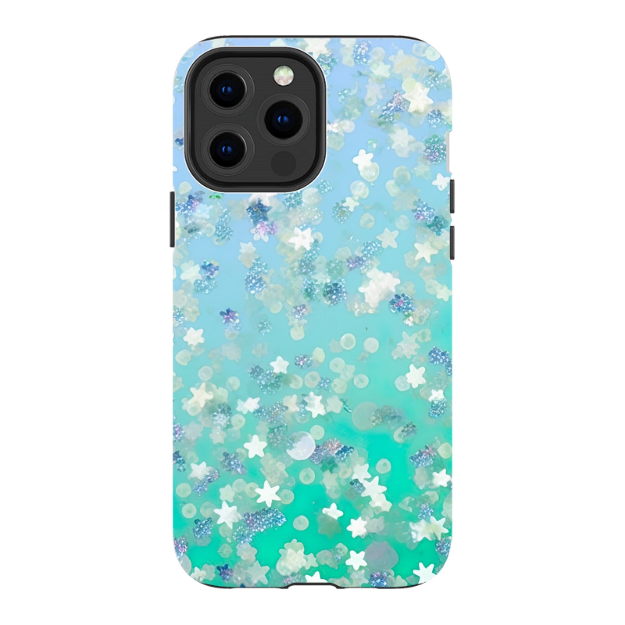 iPhone MagSafe Tough Case - Green Stars (case does not glitter)