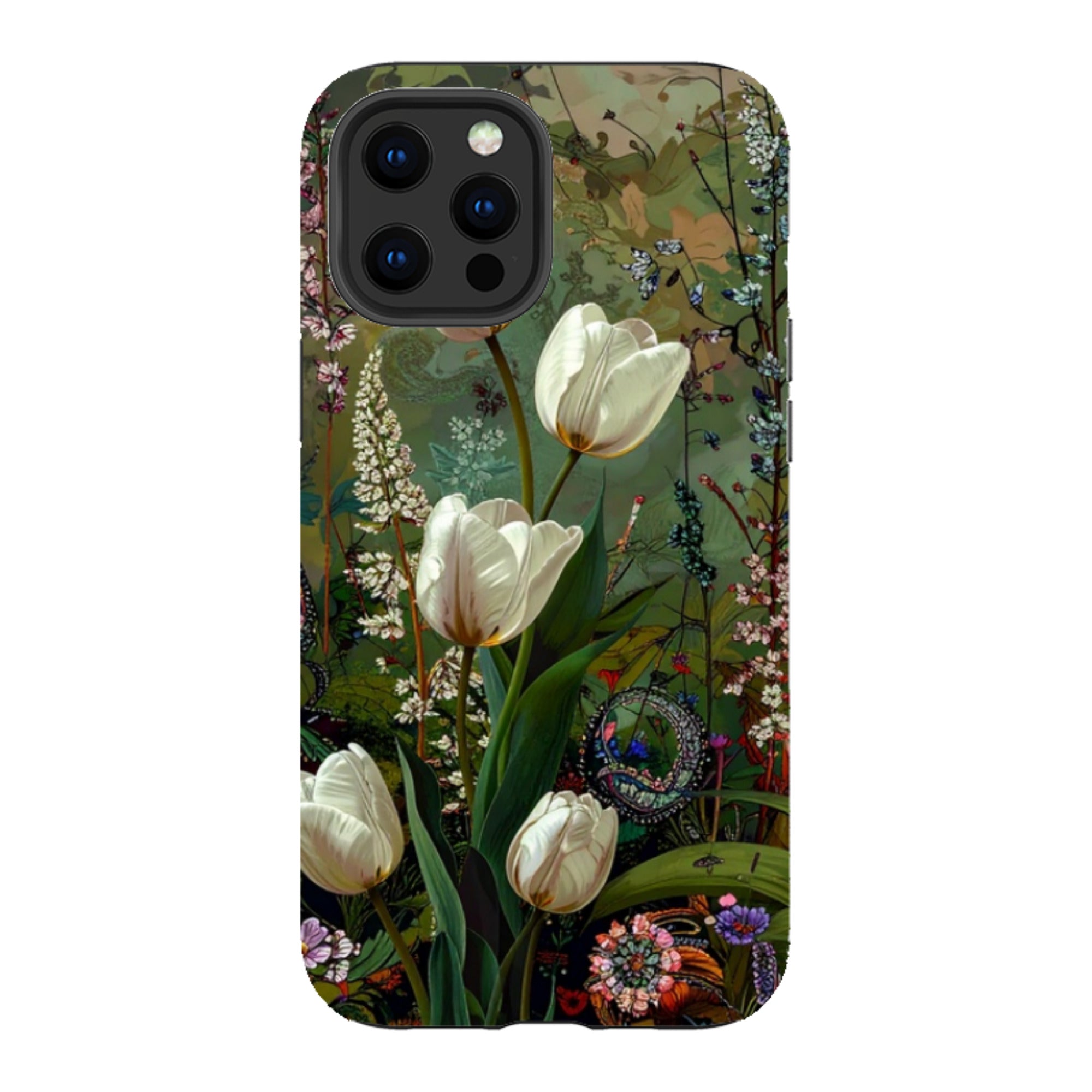 iPhone Tough Case - Green Vyne White Tulips