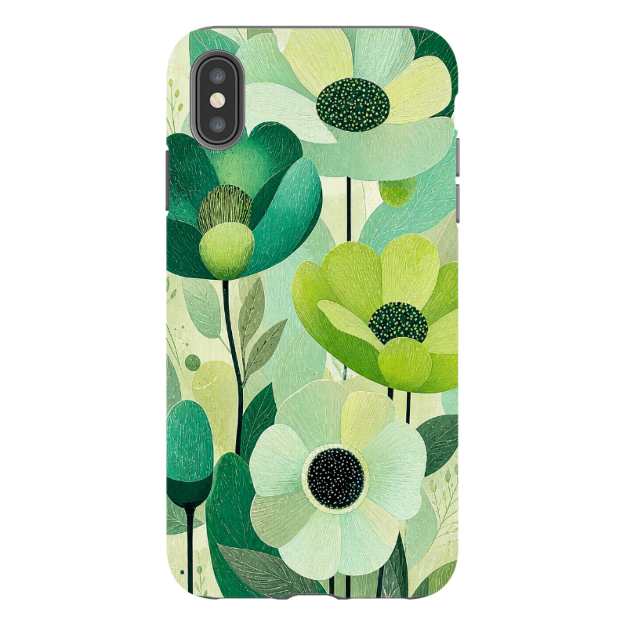iPhone Tough Case - Mint Woodgrain Floral