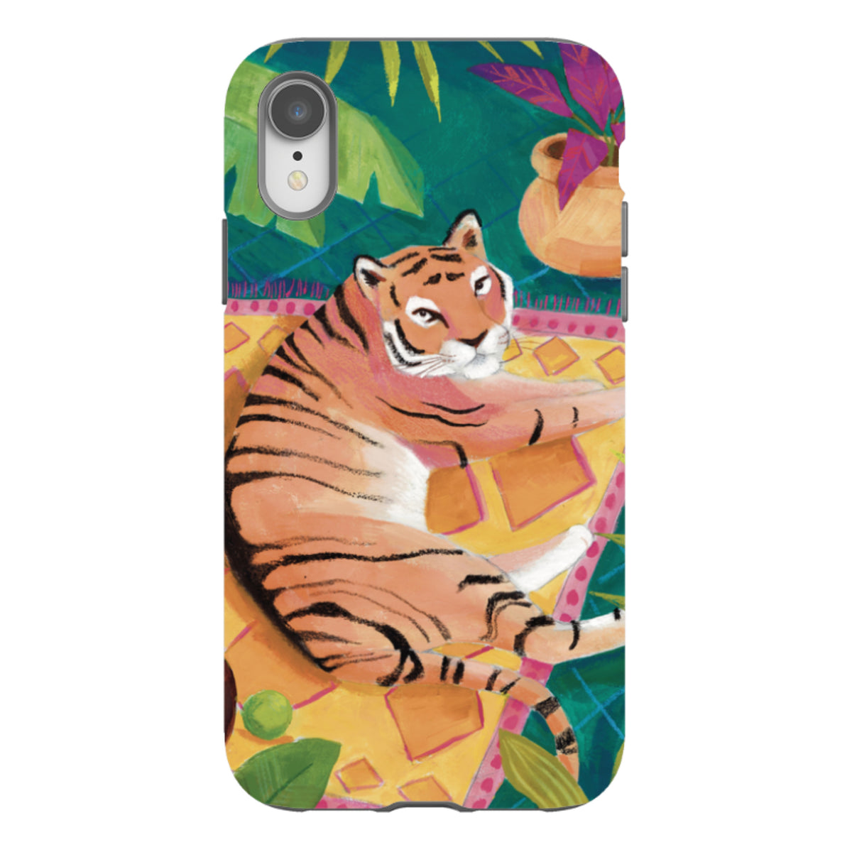 iPhone Tough Case - Tiger In Palms By Bex Parkin