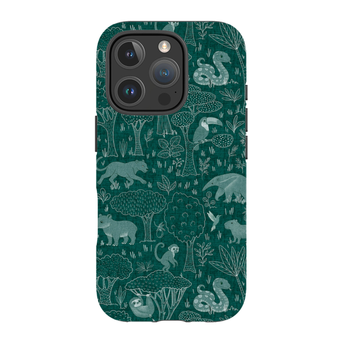 iPhone Tough Case - Tropical Jungle Animals teal By Katherine Quinn