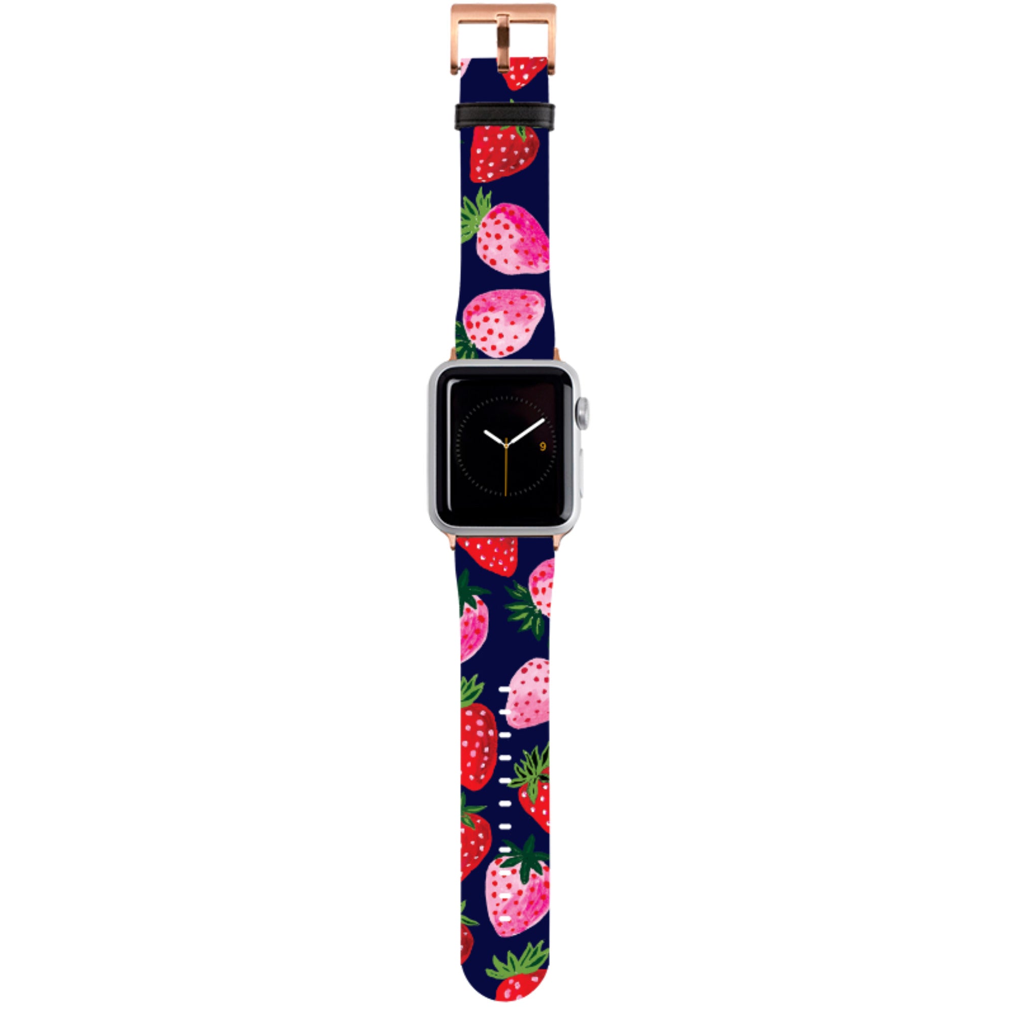 Strawberry Scatter Navy Apple Watch Strap By Emma Frances Grant