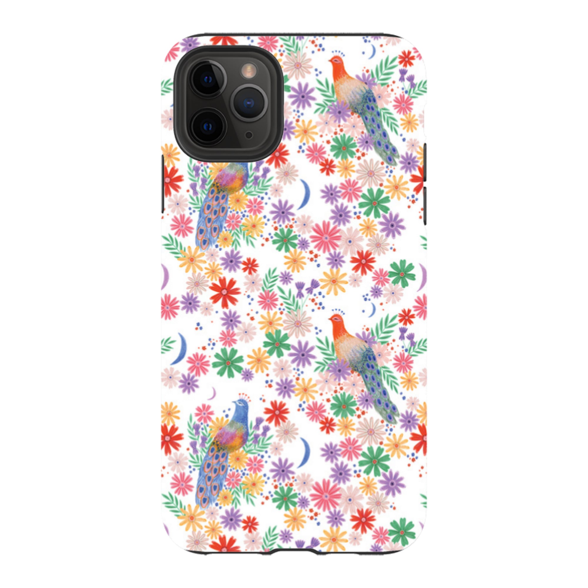 iPhone Tough Case - Peacock Pattern White By Lee Foster Wilson