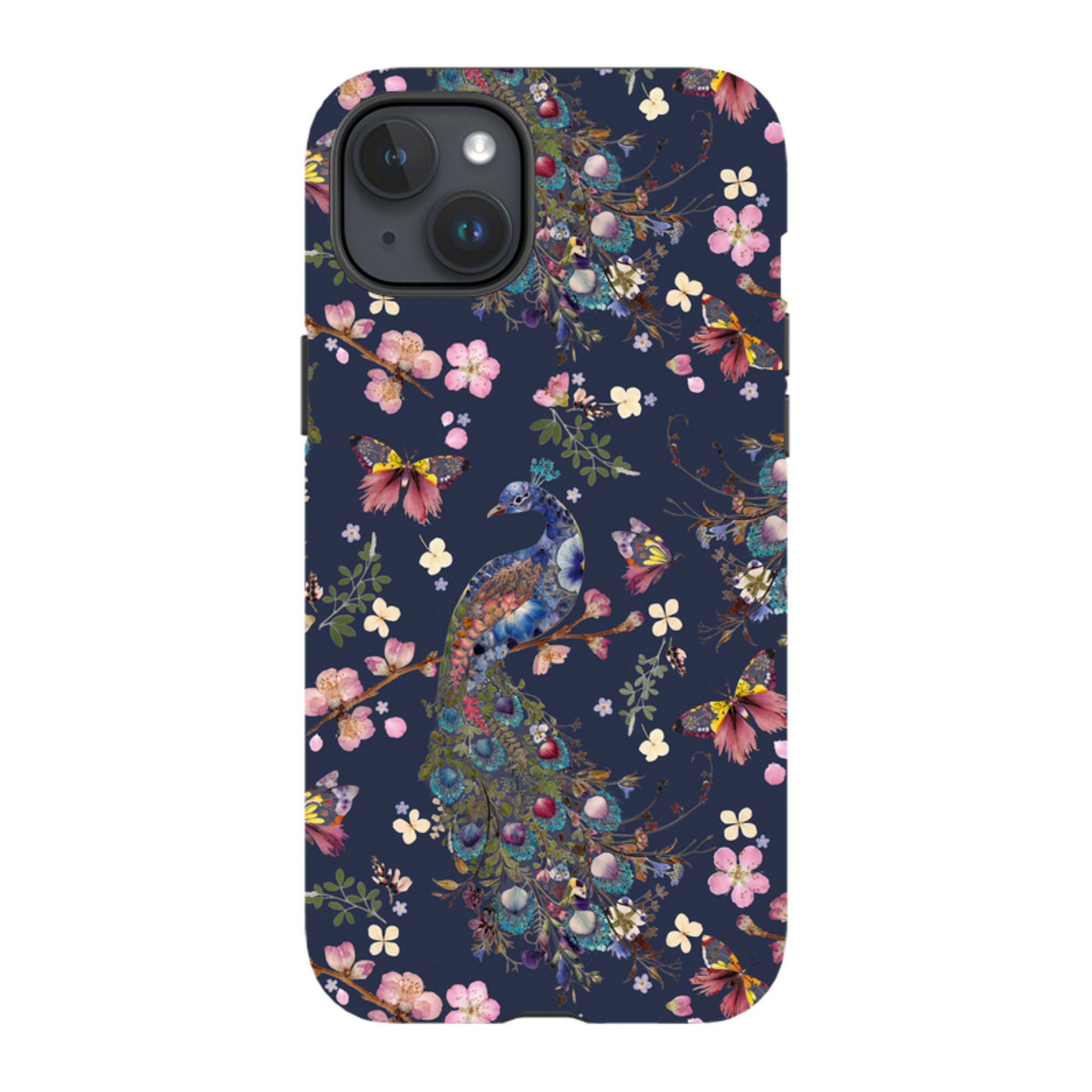 iPhone Tough Case - Peacock and Cherry Blossoms Iris By Helen Ahpornsiri