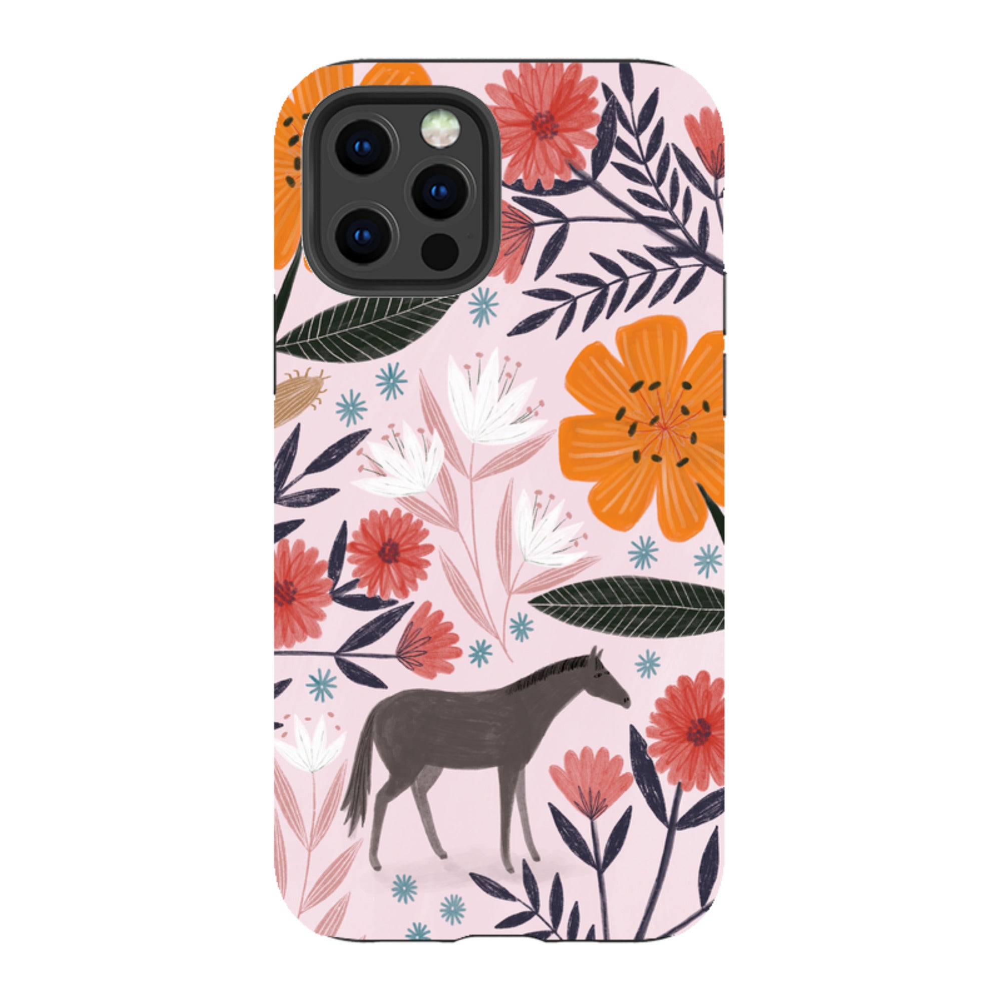 iPhone Tough Case - Pink Horse Floral By Lee Foster Wilson