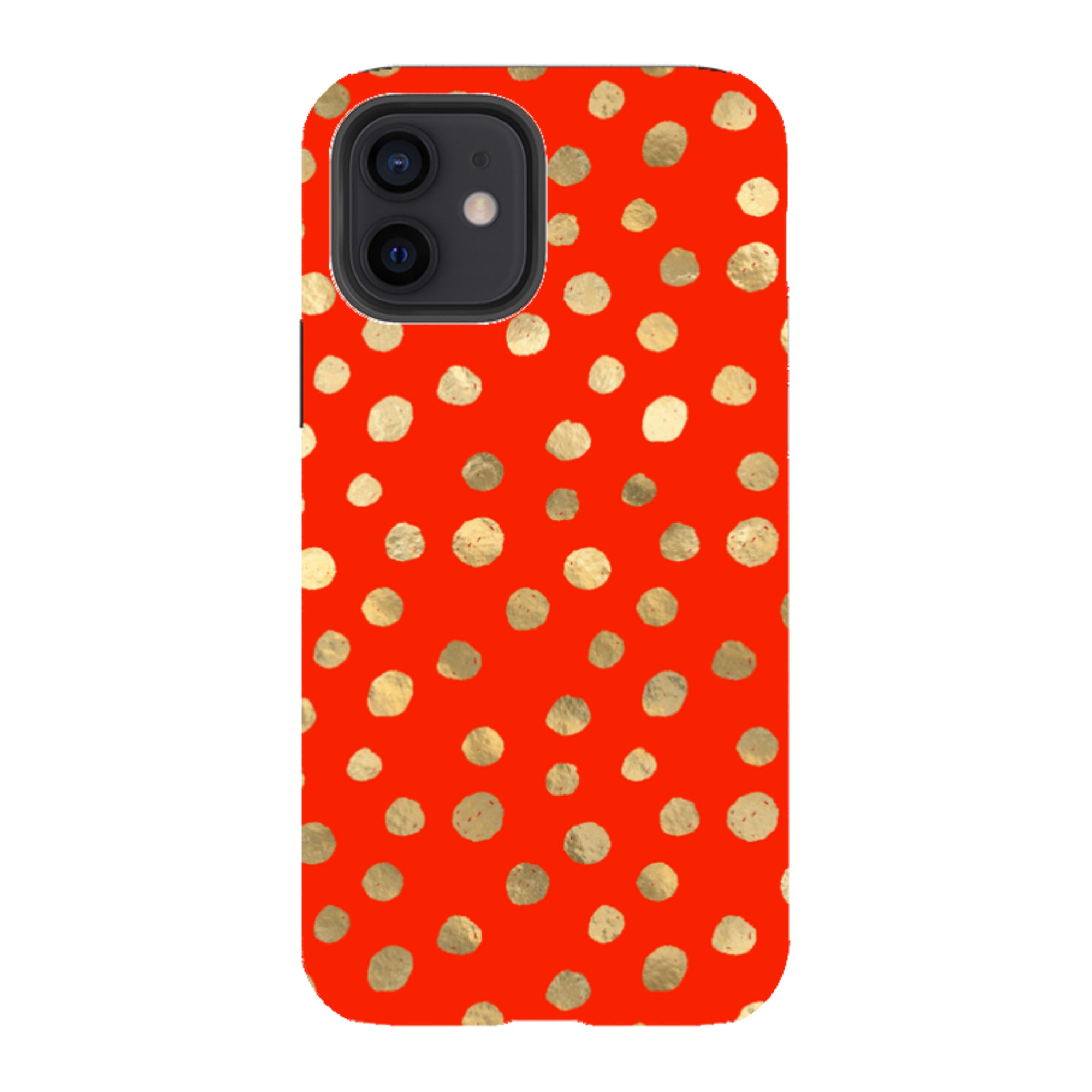 iPhone Tough Case - Red and Golden Dots