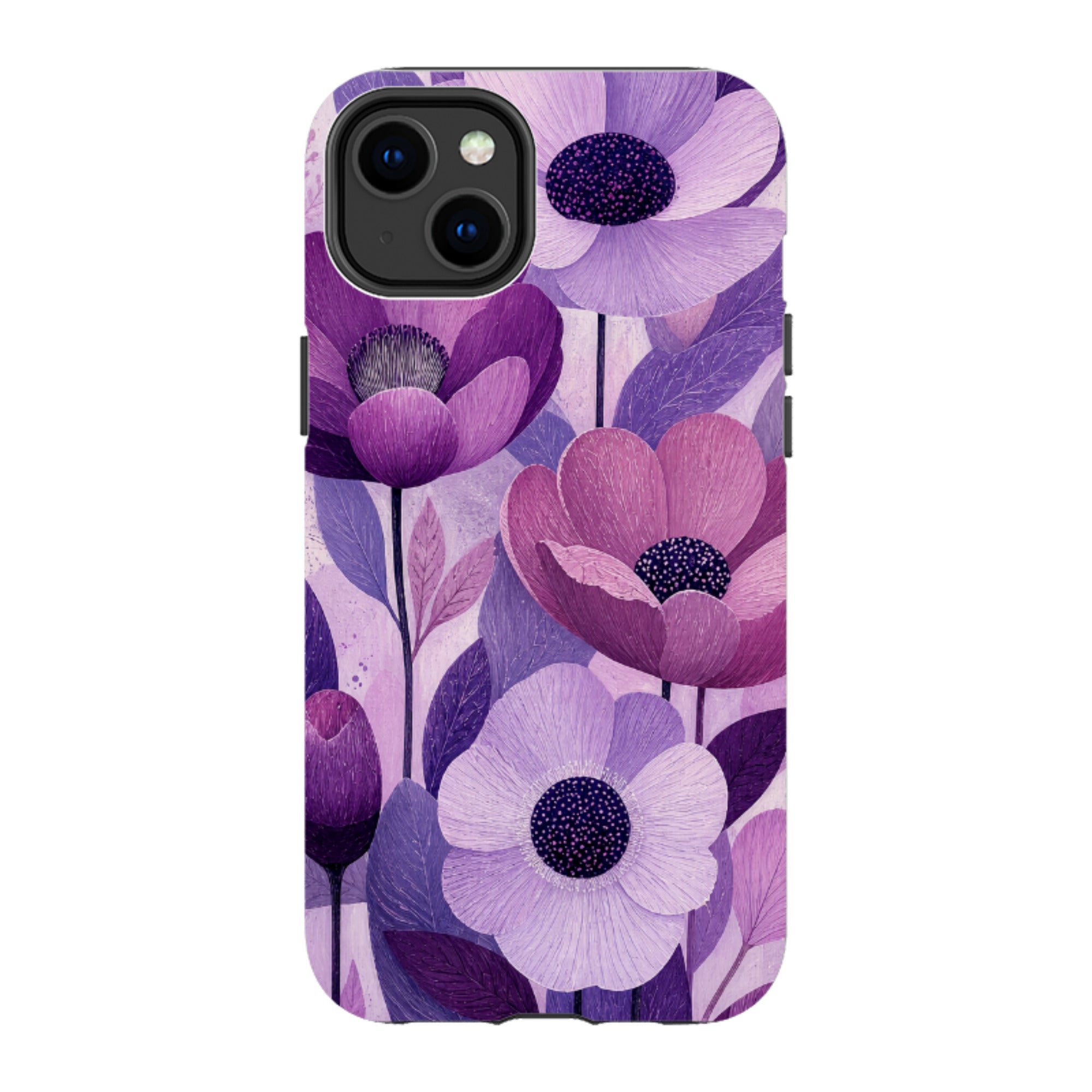 iPhone Tough Case - Purple Woodgrain Floral