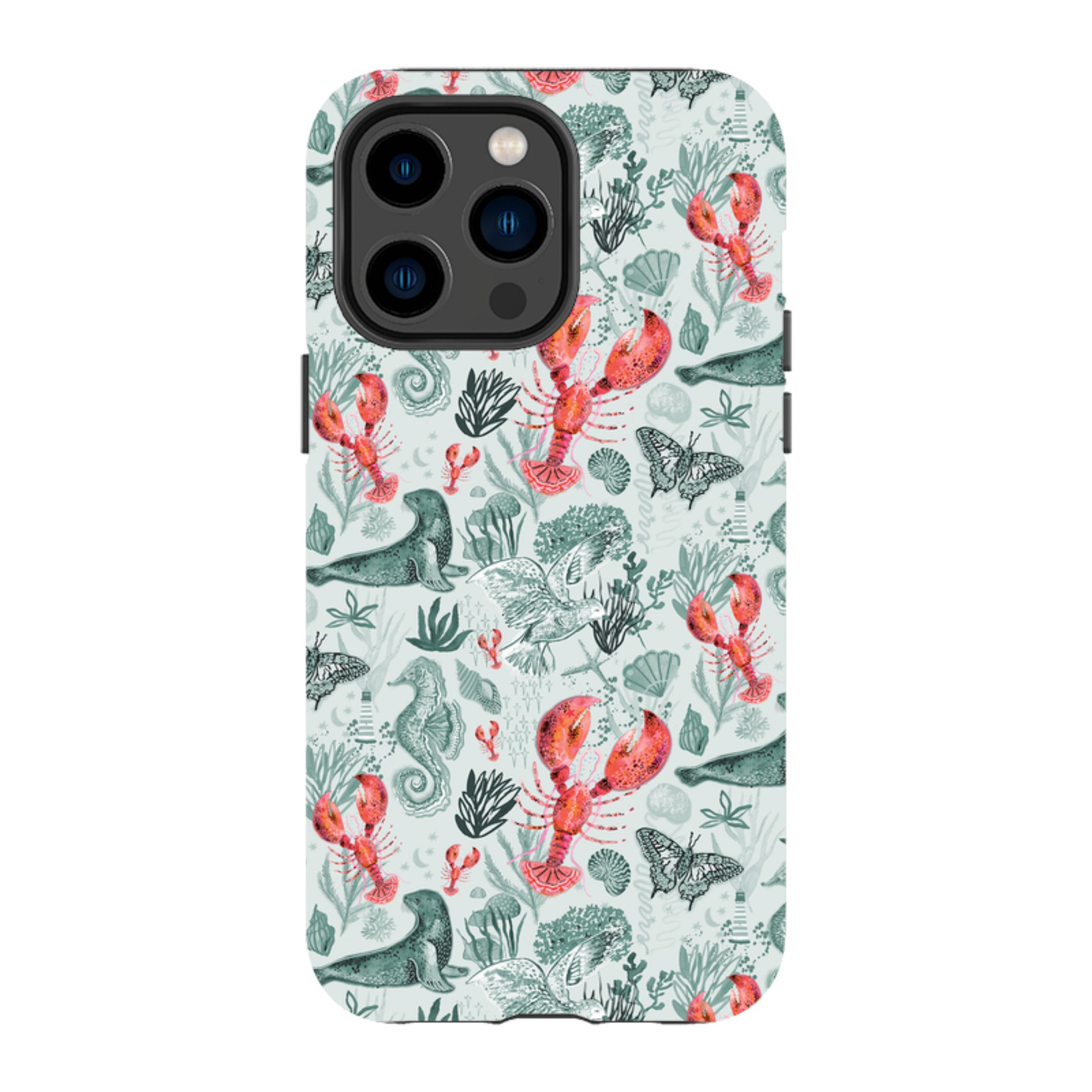 iPhone Case - Teal Seals and Lovely Lobsters By Emma Frances Grant
