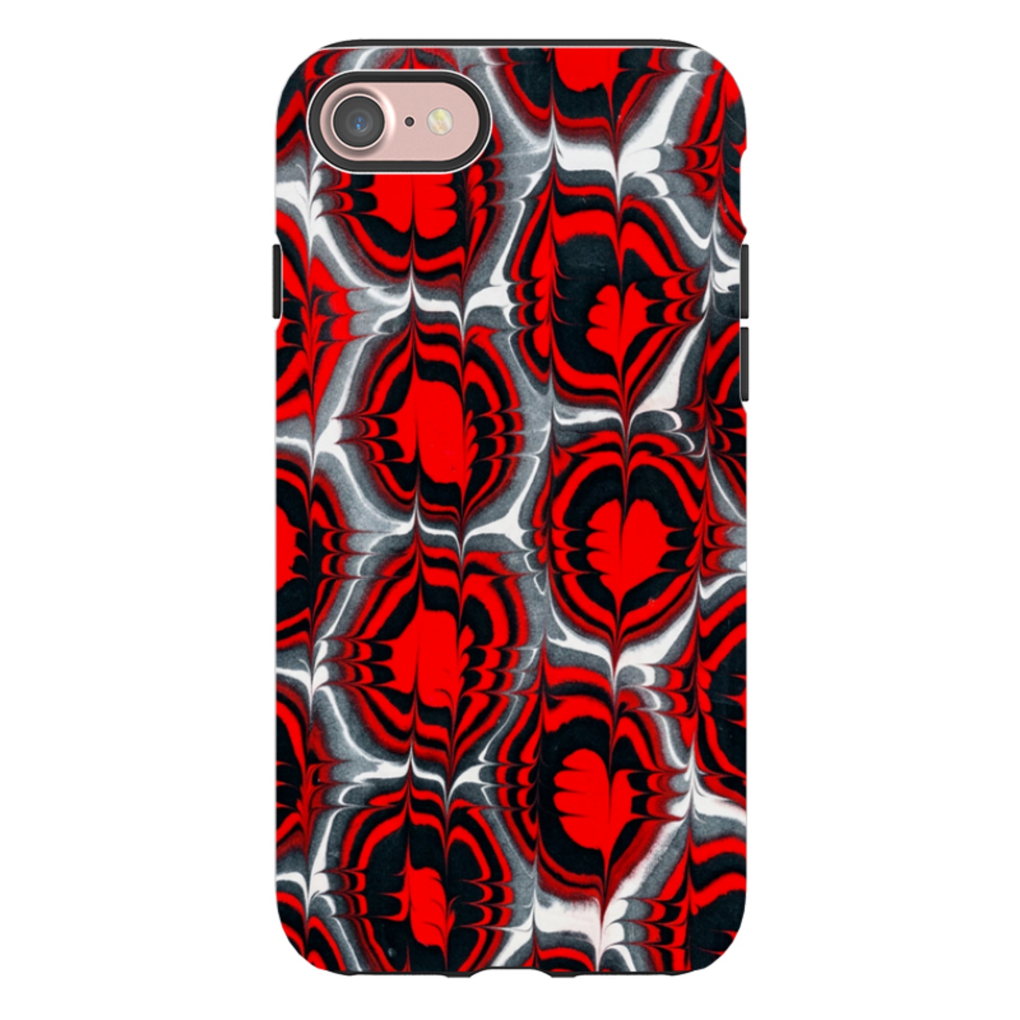iPhone Tough Case - Red & Black Marble