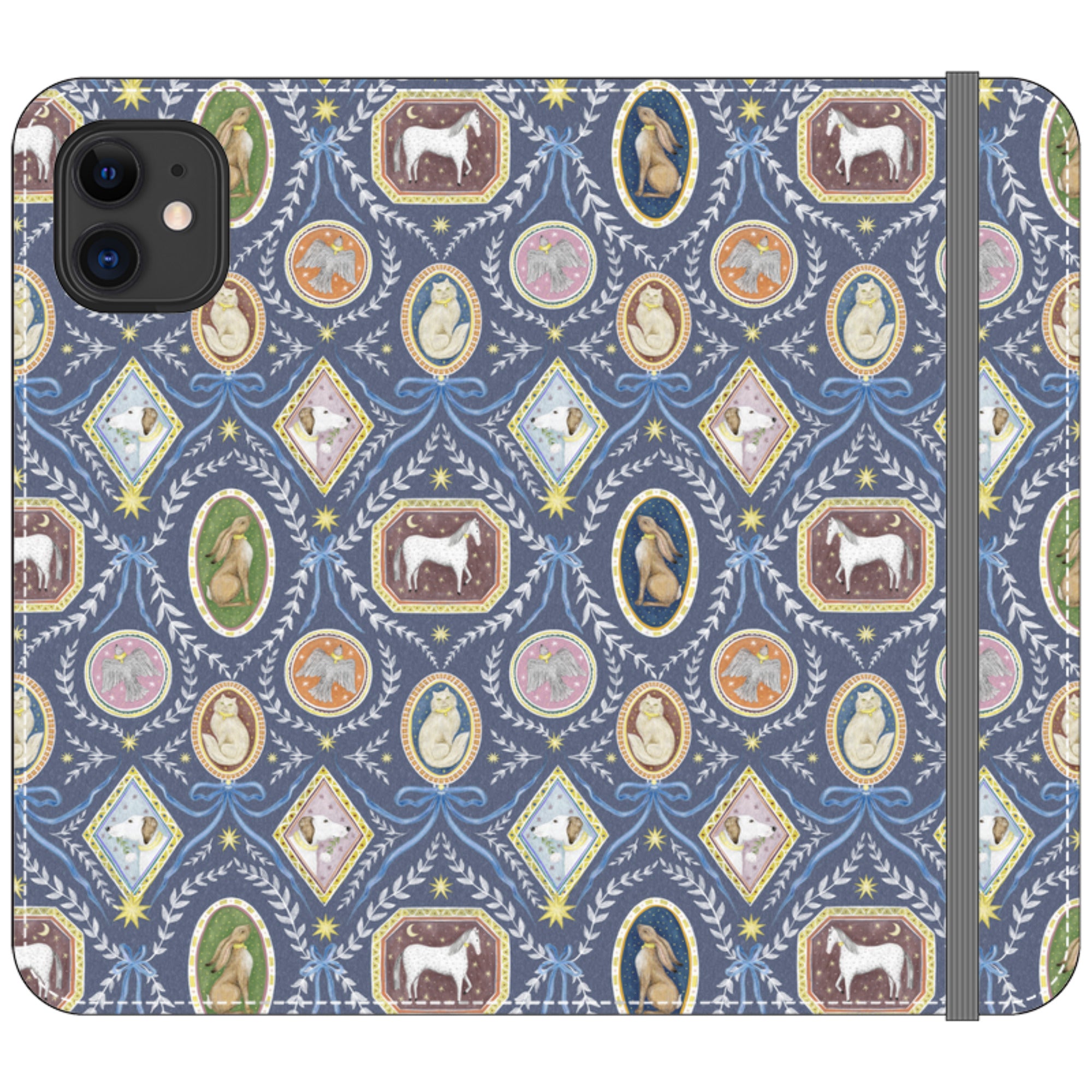 Charleston Dusk Blue Wallet Case By Catherine Rowe