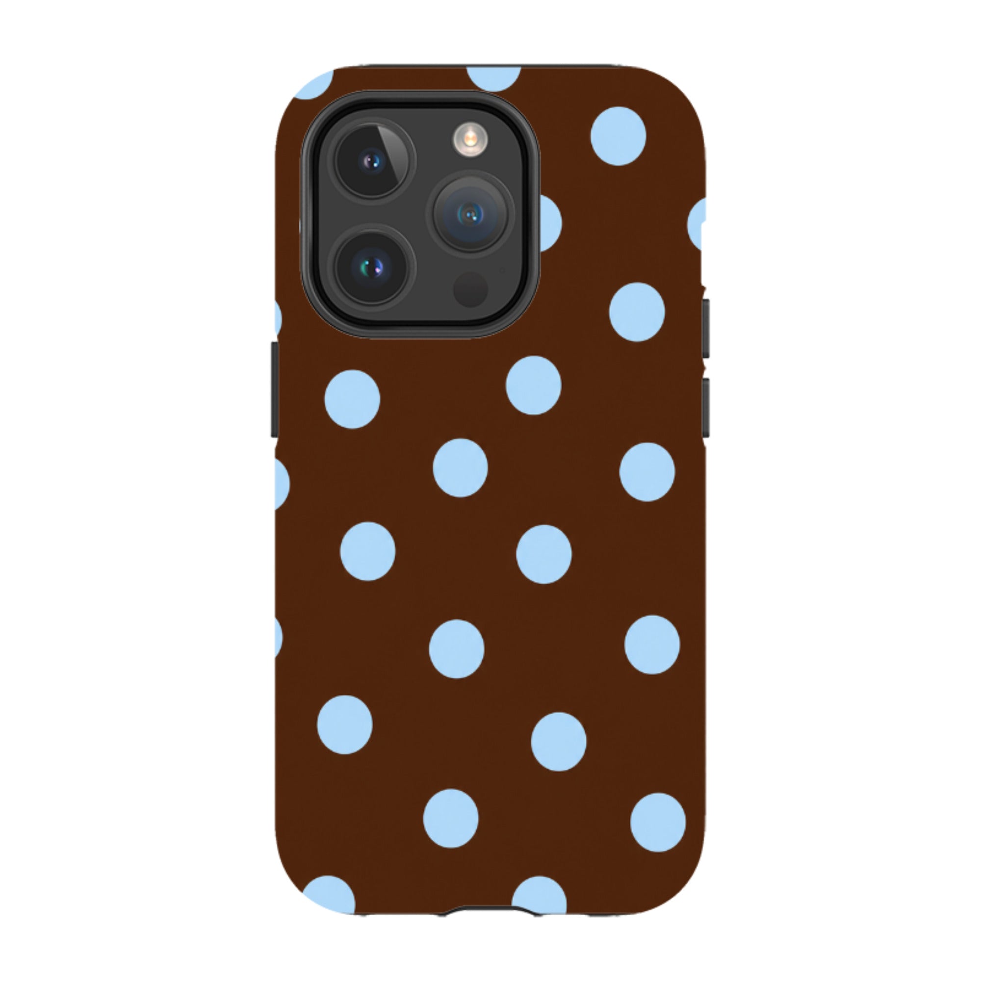 iPhone MagSafe Tough Case - Chocolate Brown & Baby Blue Polka Dot