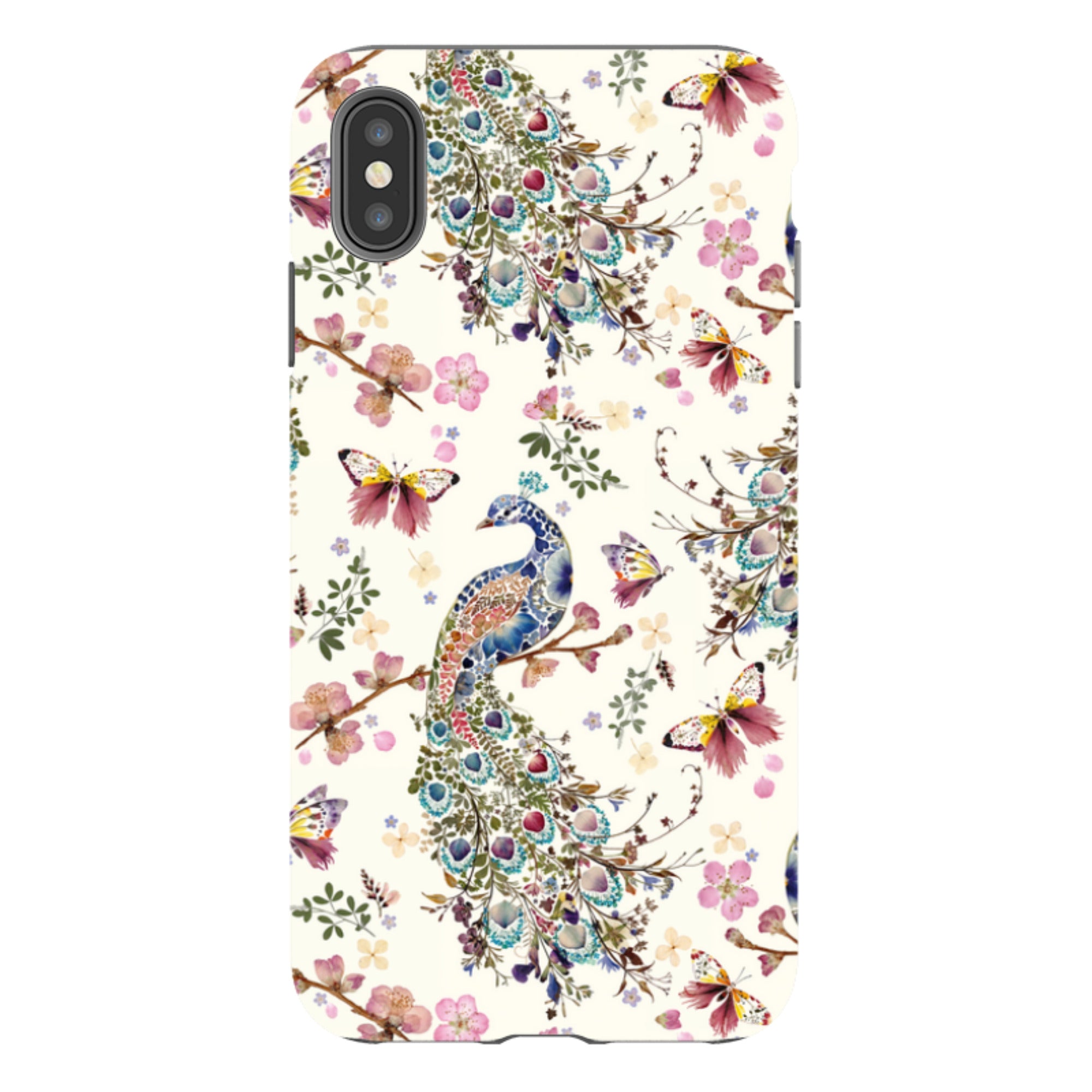 iPhone Tough Case - Peacock and Cherry Blossoms By Helen Ahpornsiri