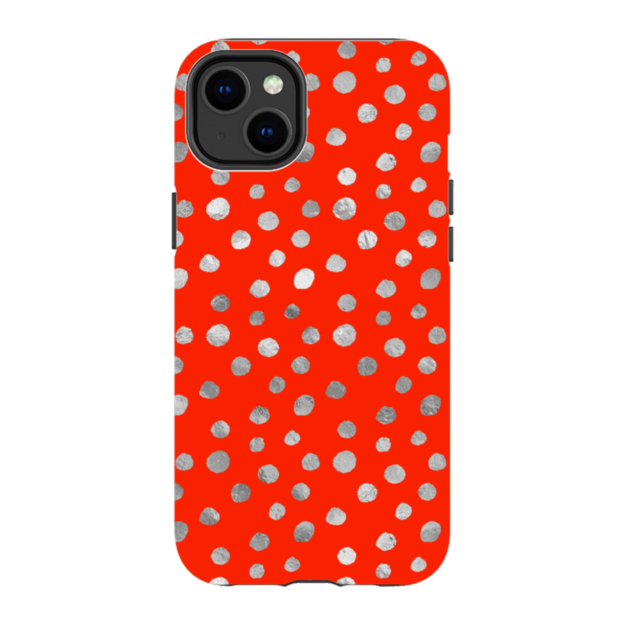 iPhone Tough Case - Red and Silver Dots