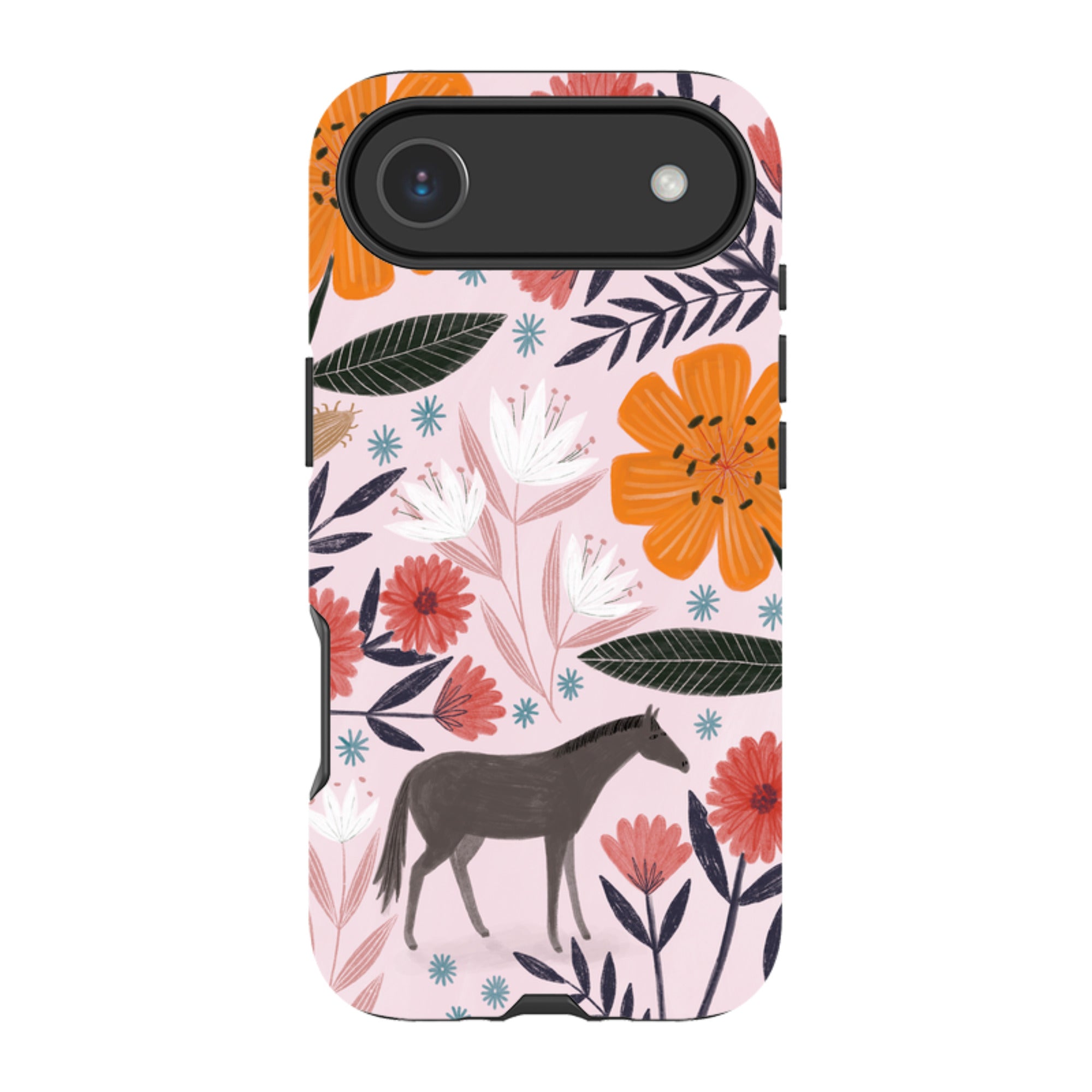 iPhone Tough Case - Pink Horse Floral By Lee Foster Wilson