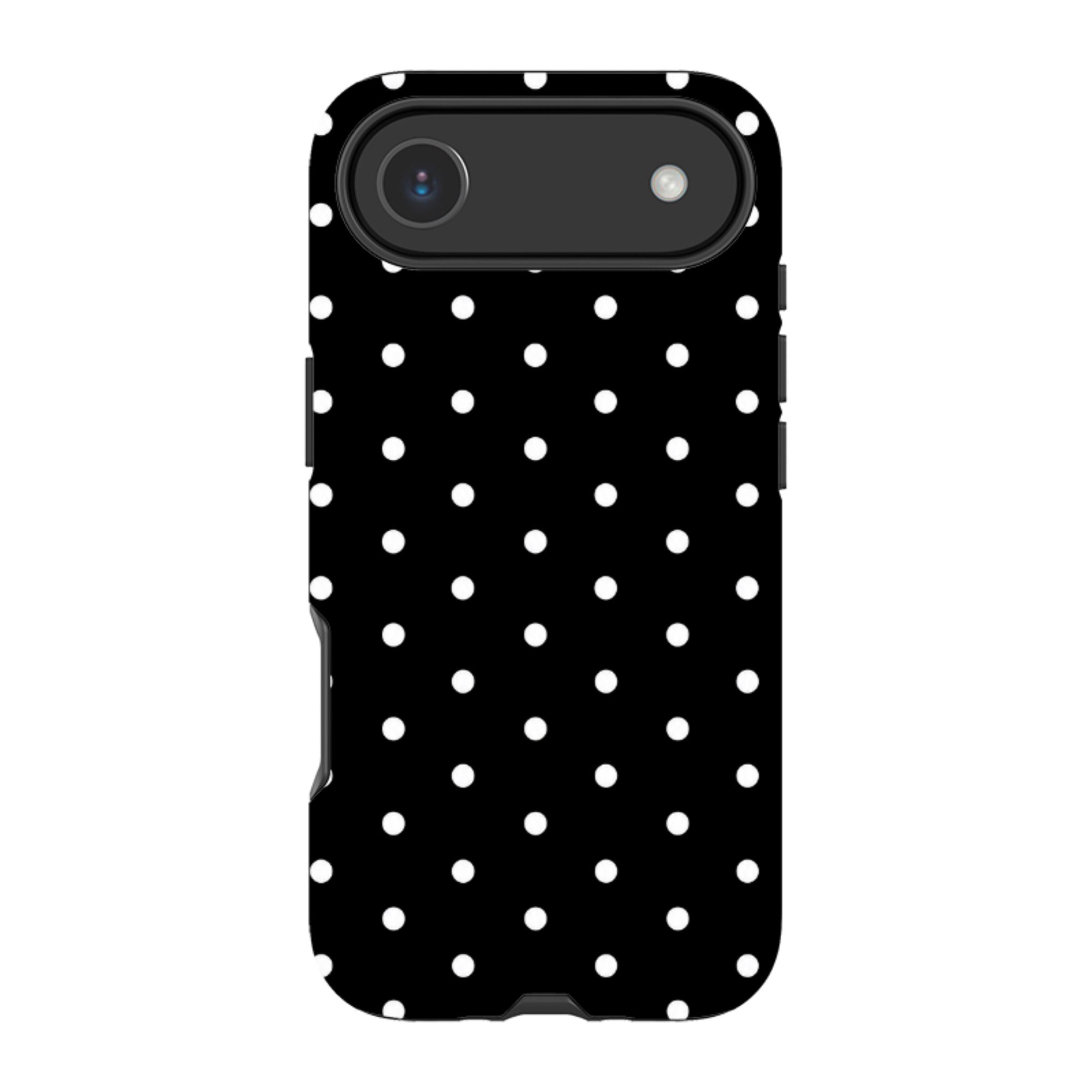 iPhone Tough Case - Black & White Polka Dot