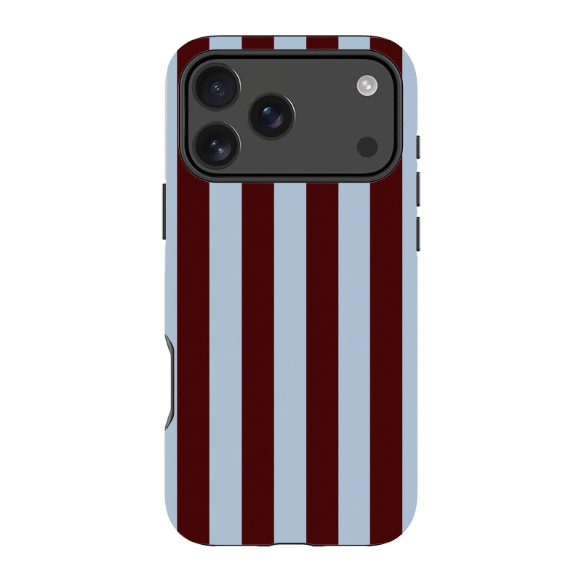 iPhone MagSafe Tough Case - Claret & Sky Blue Stripe
