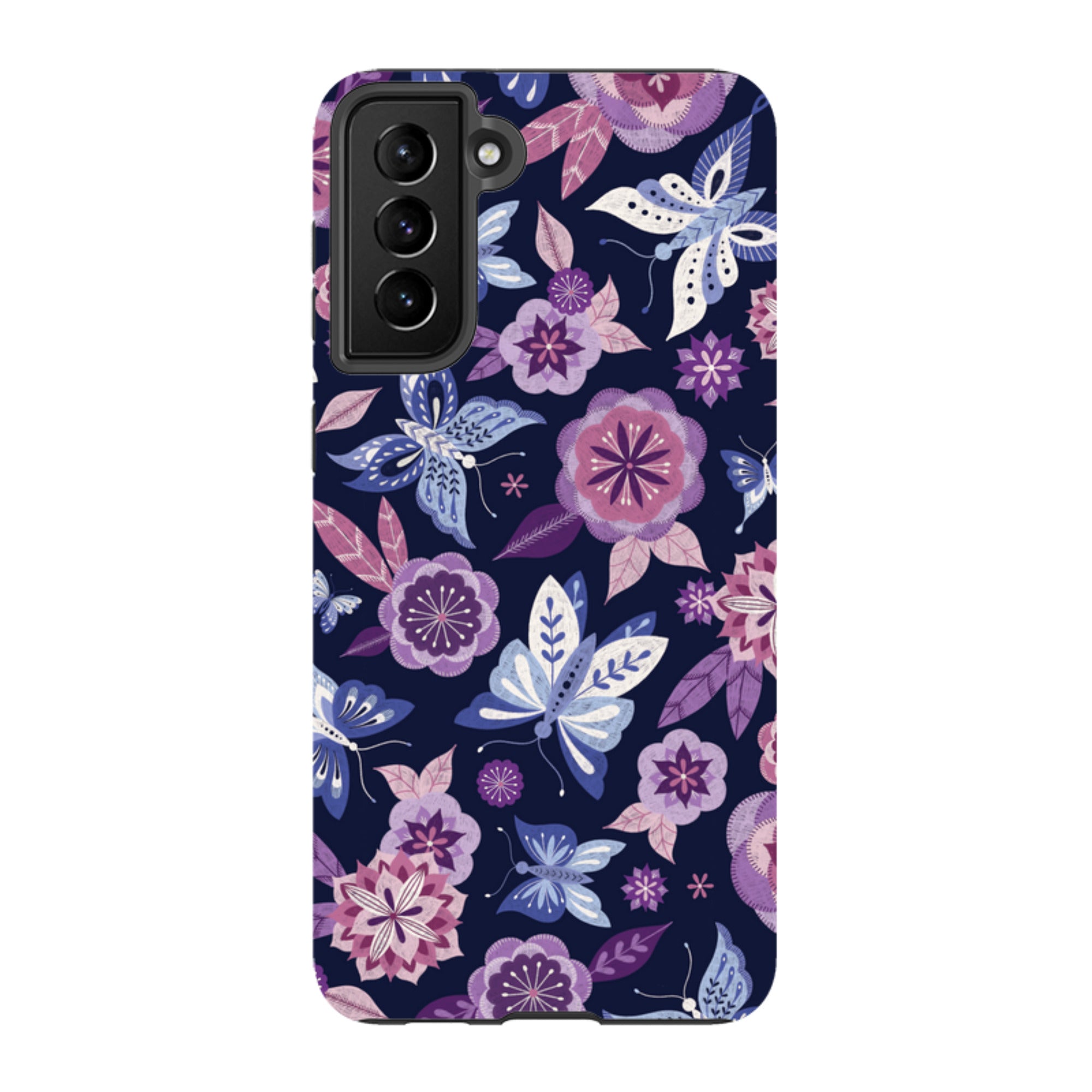 Samsung Tough Case - Butterfly Blooms Navy By Jenny Zemanek