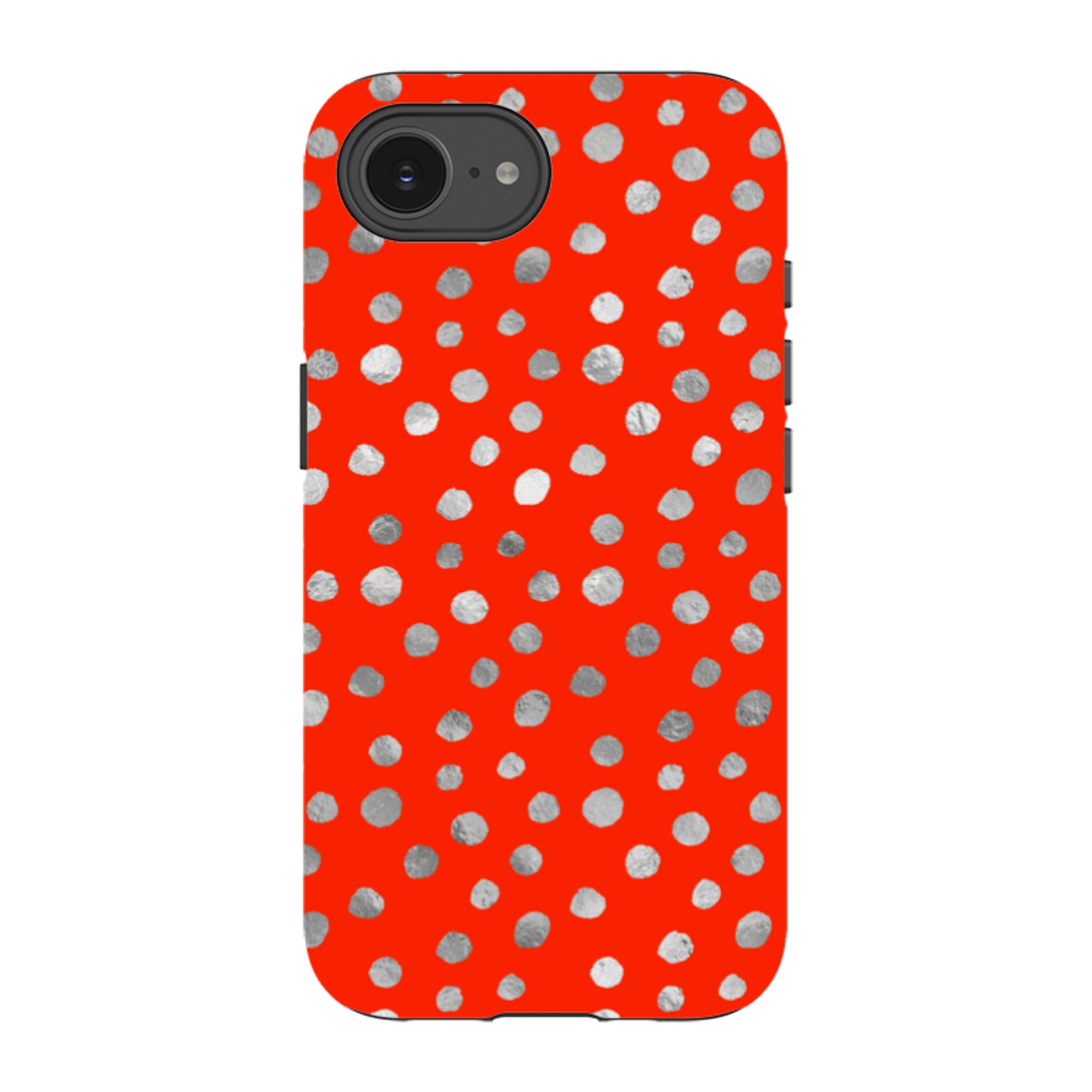 iPhone Tough Case - Red and Silver Dots